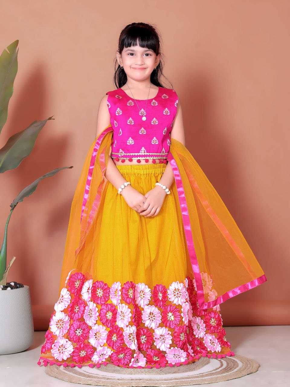 Ynf Jacquard KESH461 112 Kids Wear Wholesale Embroidered Frock Kids Lehenga Choli Manufacturer
