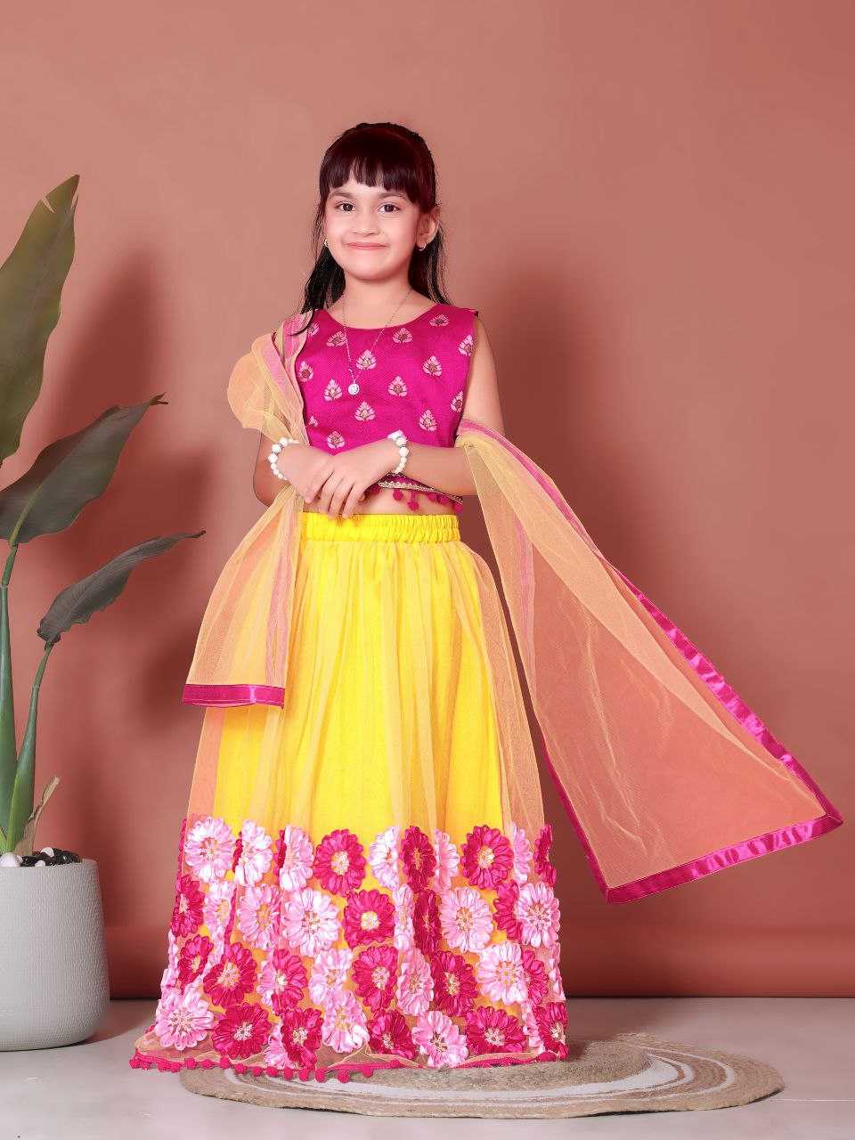 Ynf Jacquard KESH461 112 Kids Wear Wholesale Embroidered Frock Kids Lehenga Choli Manufacturer