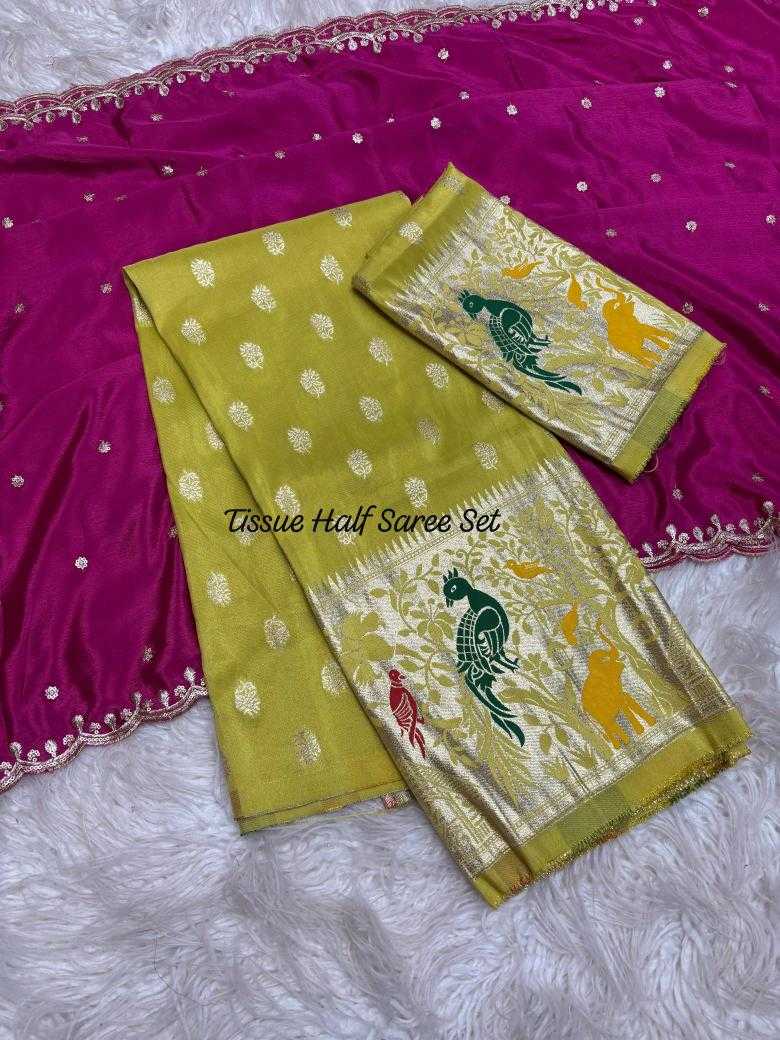 Ynf Jacquard RIN195 Dusshera special cosmos half Sarees Festive Collections Wholesale Designer Sarees Party Wear Sarees Jacquard Saree Manufacturer