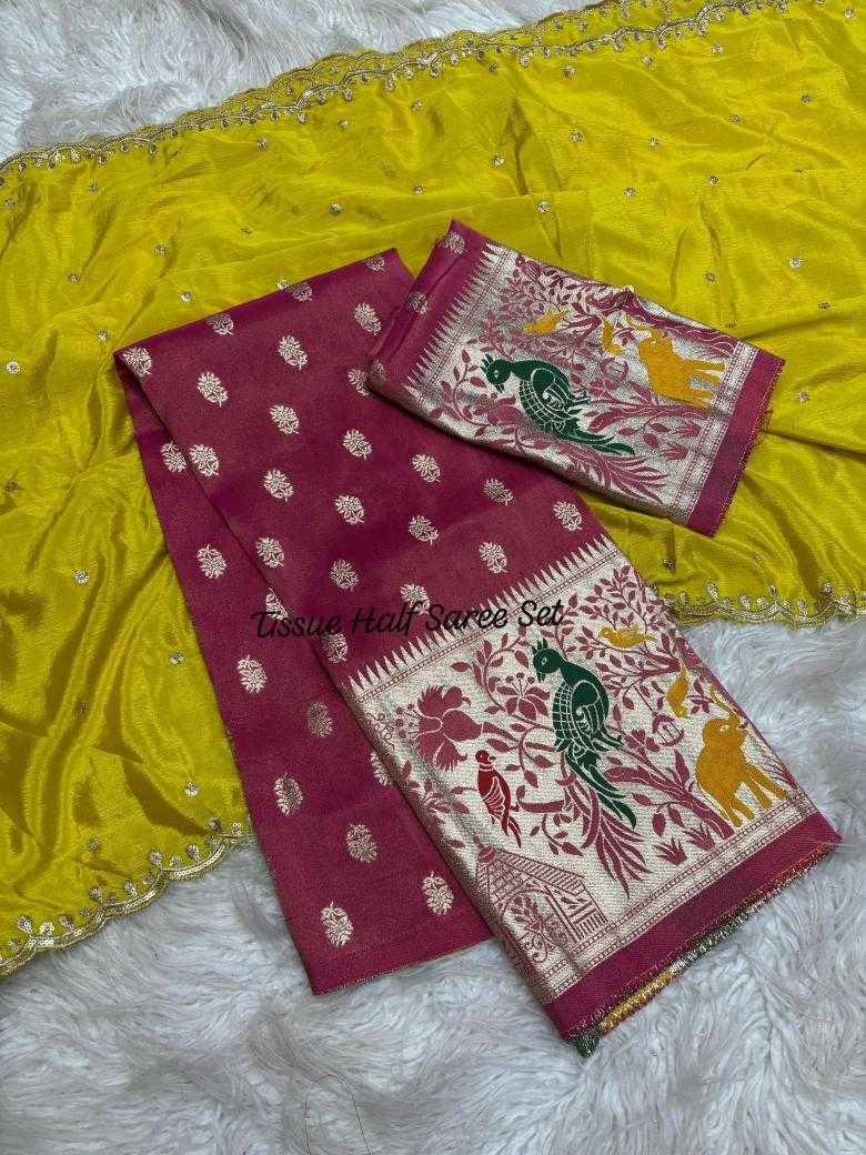 Ynf Jacquard RIN195 Dusshera special cosmos half Sarees Festive Collections Wholesale Designer Sarees Party Wear Sarees Jacquard Saree Manufacturer
