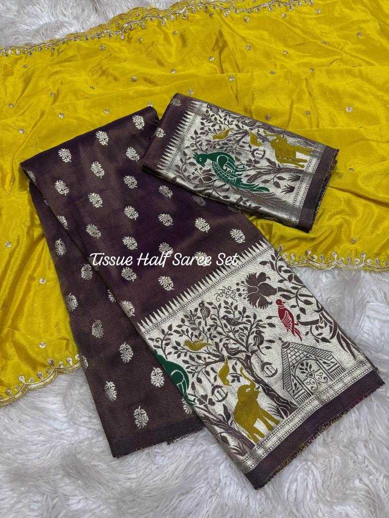 Ynf Jacquard RIN195 Dusshera special cosmos half Sarees Festive Collections Wholesale Designer Sarees Party Wear Sarees Jacquard Saree Manufacturer