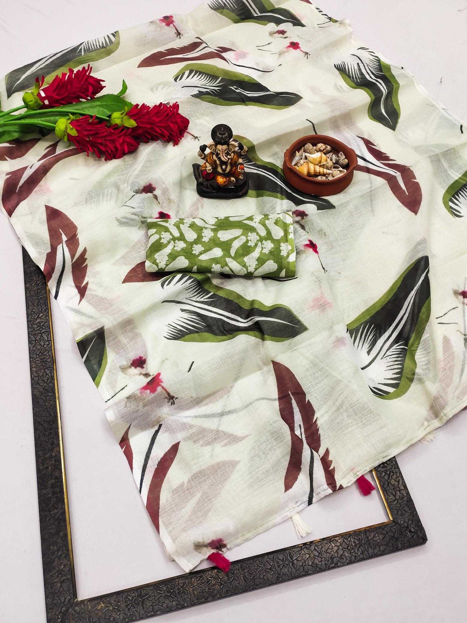 Ynf Linen RIN183 LINEN Sarees Wholesale Designer Sarees Printed Sarees Ikkat Saree Manufacturer