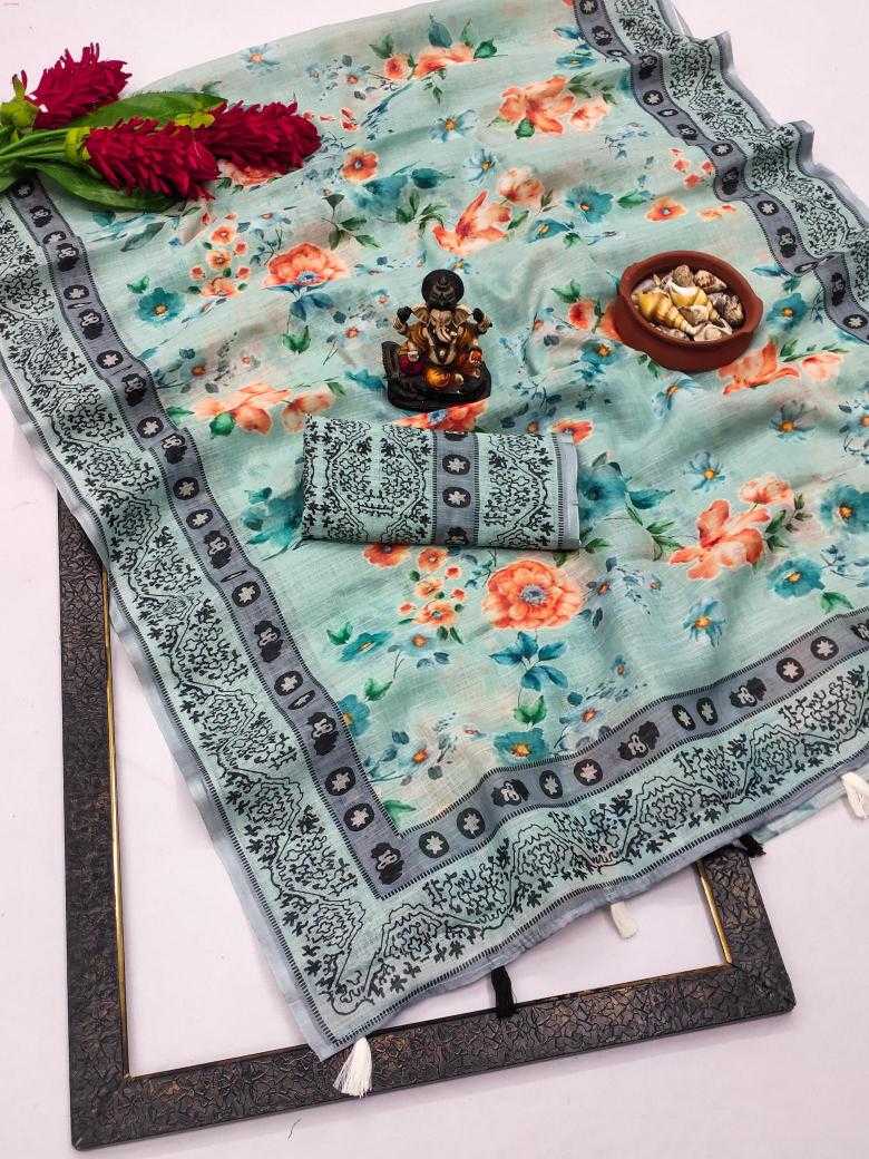 Ynf Linen RIN183 LINEN Sarees Wholesale Designer Sarees Printed Sarees Ikkat Saree Manufacturer