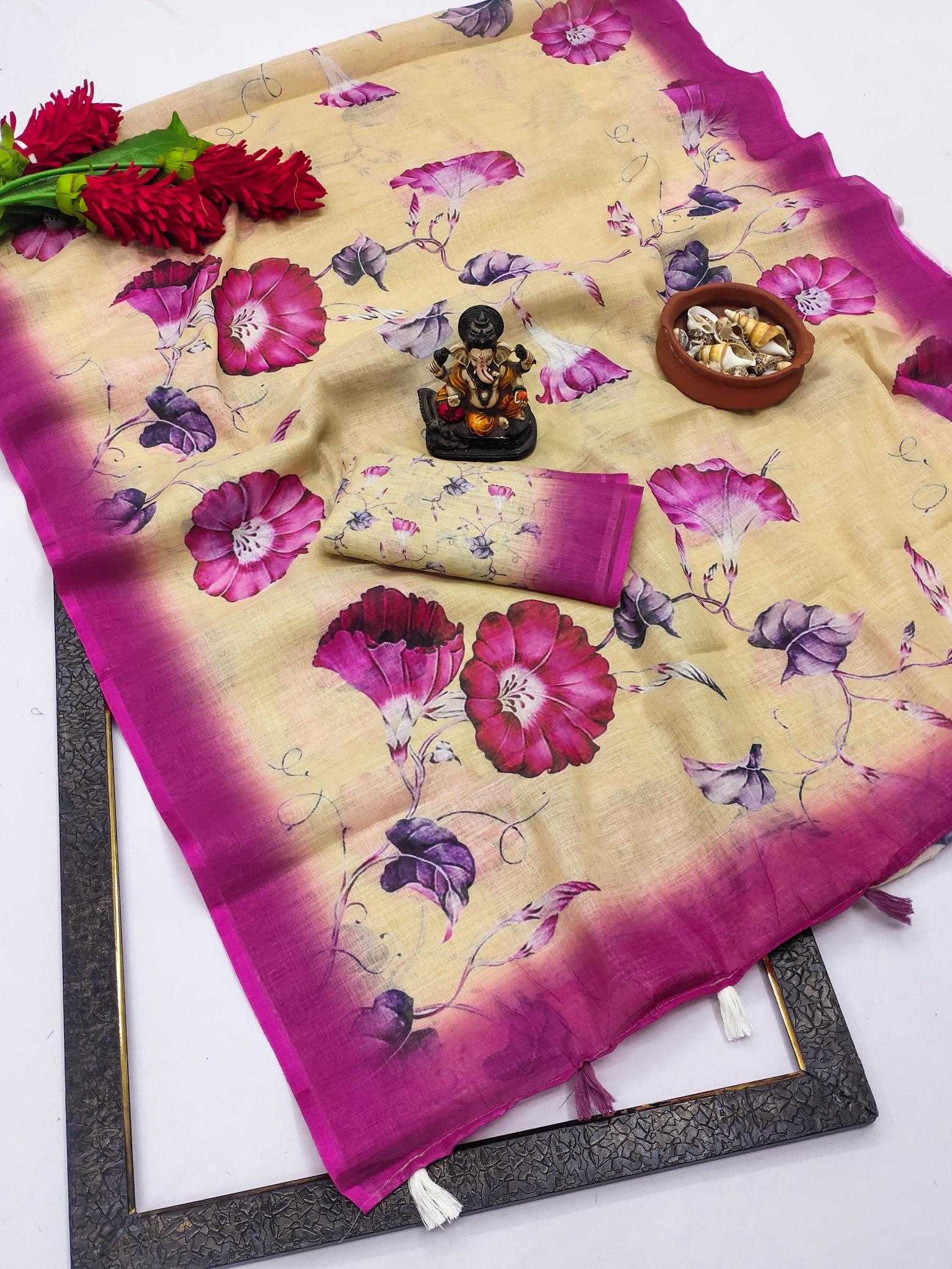 Ynf Linen RIN183 LINEN Sarees Wholesale Designer Sarees Printed Sarees Ikkat Saree Manufacturer