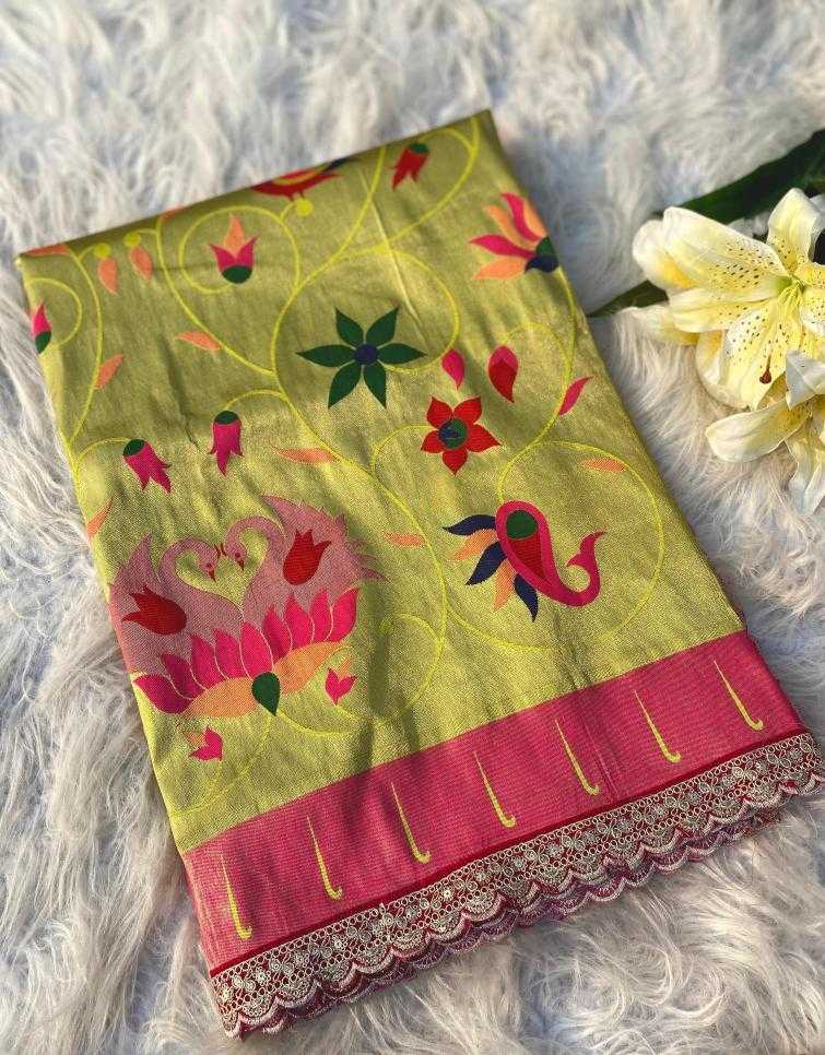 Ynf Paithani Silk KESH249 Renuka lace Silk Sarees Wholesale Paithani Sarees Designer Silk Sarees Zari Border Silk Sarees Manufacturer