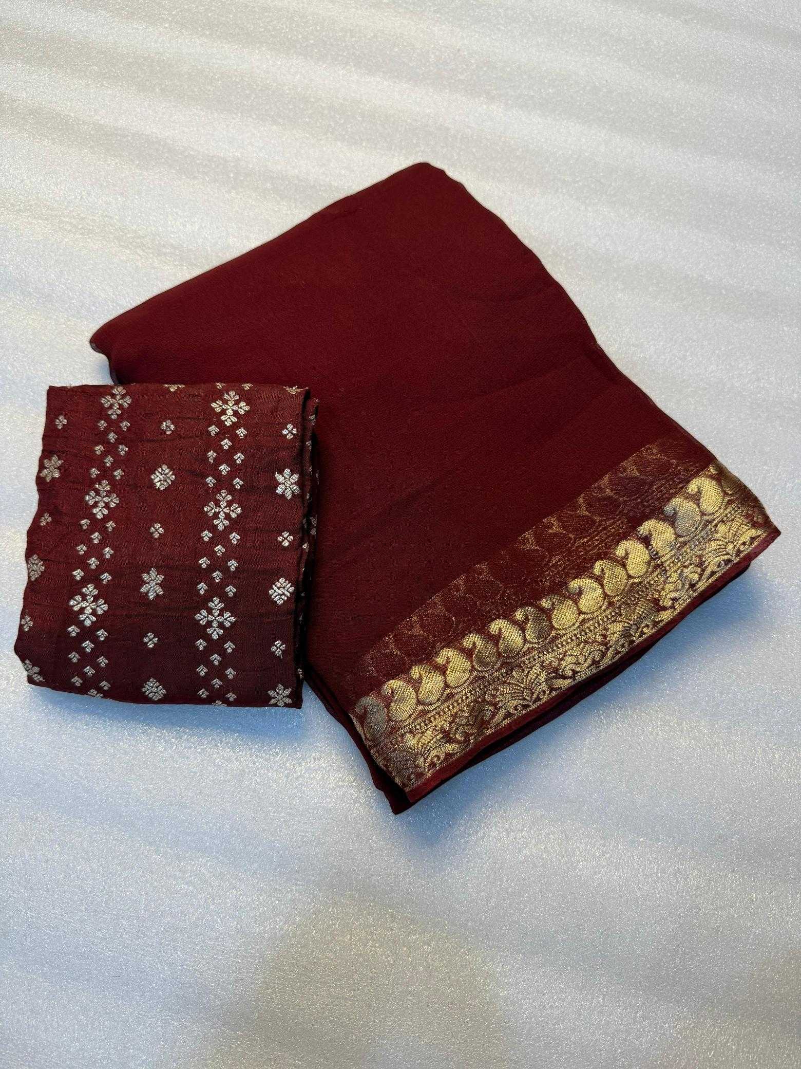 Ynf Pure Viscos RIN178 Georgette Sarees Wholesale Georgette Sarees Jacquard Saree Viscose Saree Manufacturer