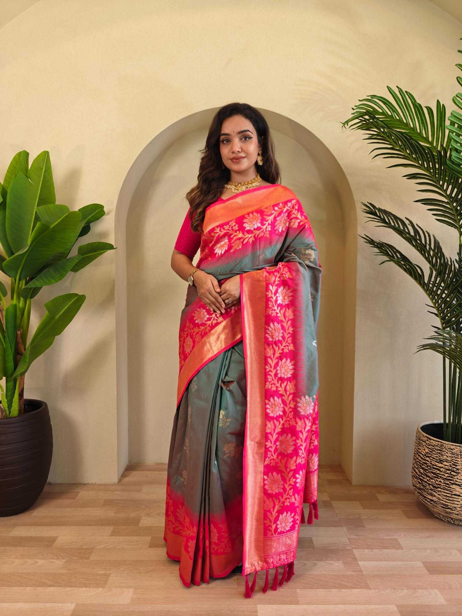Ynf Silk KESH249 Fulpati Silk Sarees Wholesale Designer Silk Sarees Zari Border Silk Sarees Silk Sarees For Weddings Manufacturer