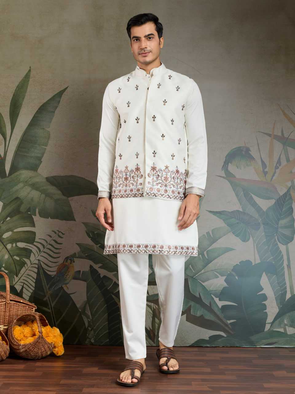 Ynf Silk RIN202 61101 Western Wears Mens Wear Festive Collections Wholesale Mens Kurtas Silk Kurta Embroidered Kurta Pajama Manufacturer