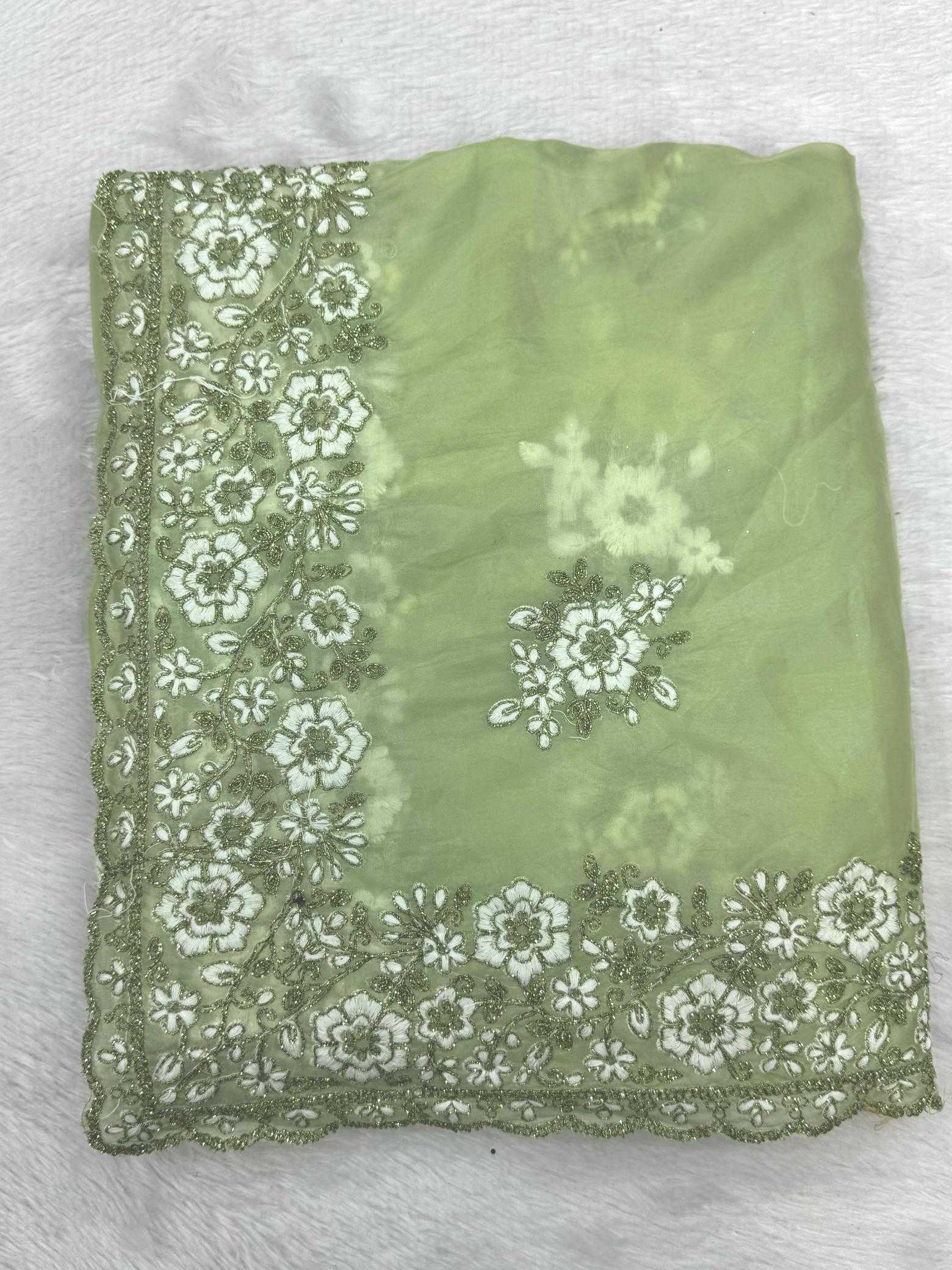 Ynf Tissue KESH114 4838 Sarees Wholesale Embroidered Sarees Cutwork Saree Zari Border Sarees Manufacturer