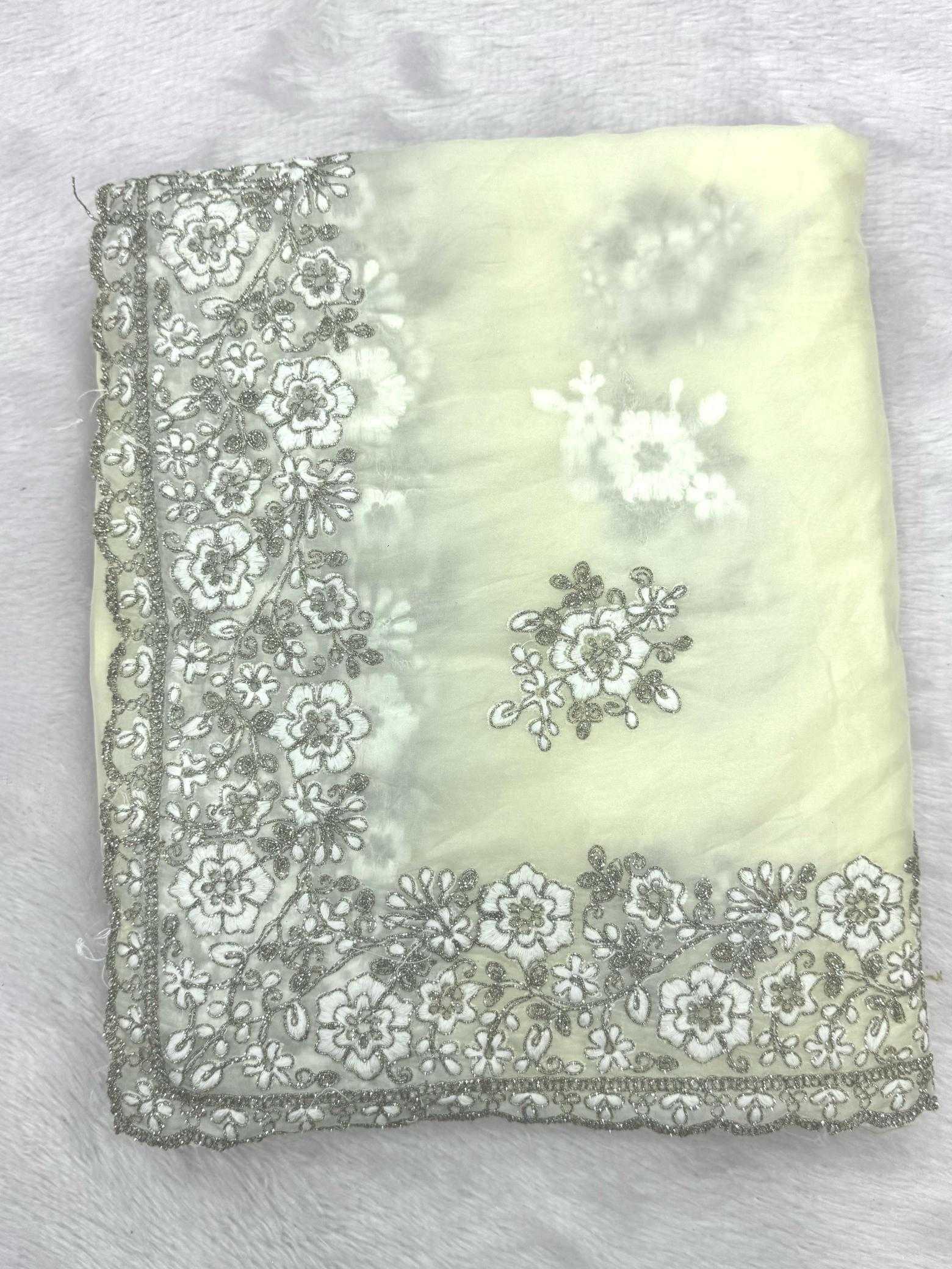 Ynf Tissue KESH114 4838 Sarees Wholesale Embroidered Sarees Cutwork Saree Zari Border Sarees Manufacturer