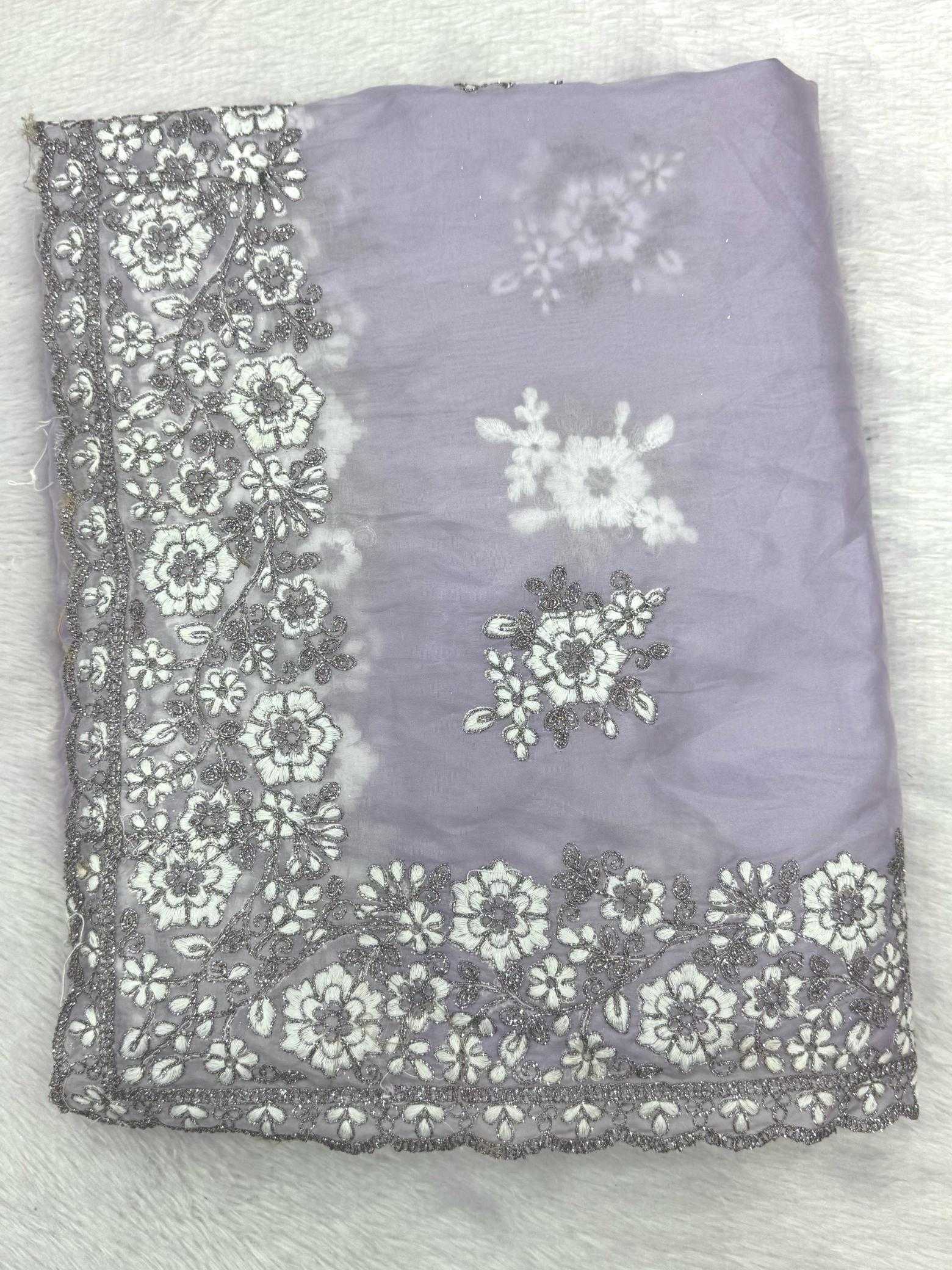 Ynf Tissue KESH114 4838 Sarees Wholesale Embroidered Sarees Cutwork Saree Zari Border Sarees Manufacturer