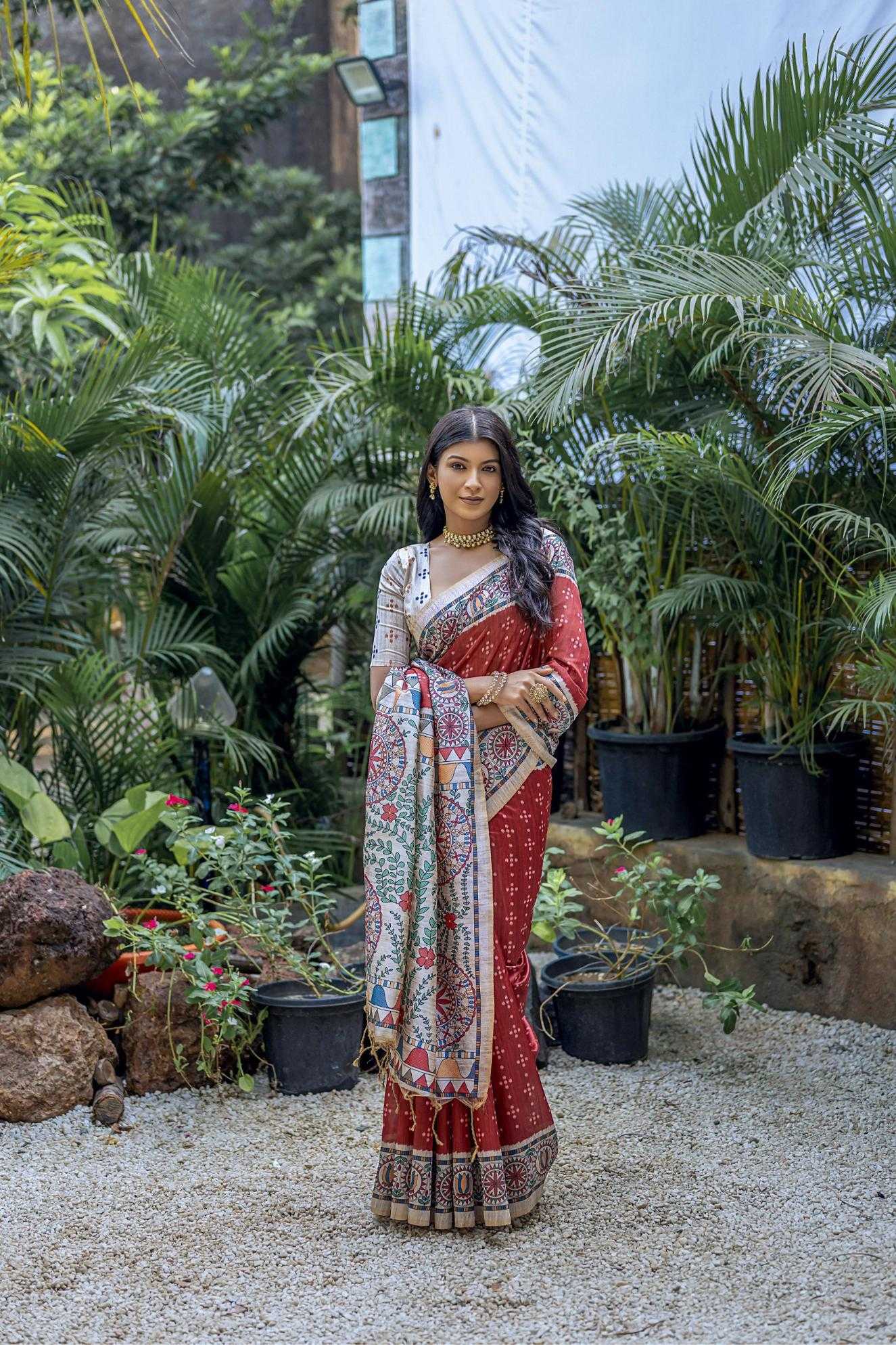 Ynf Tussar Silk KESH532 YOGITA MADHUBANI 2 Sarees Wholesale Fancy Sarees Madhubani Sarees Tussar Sarees Manufacturer