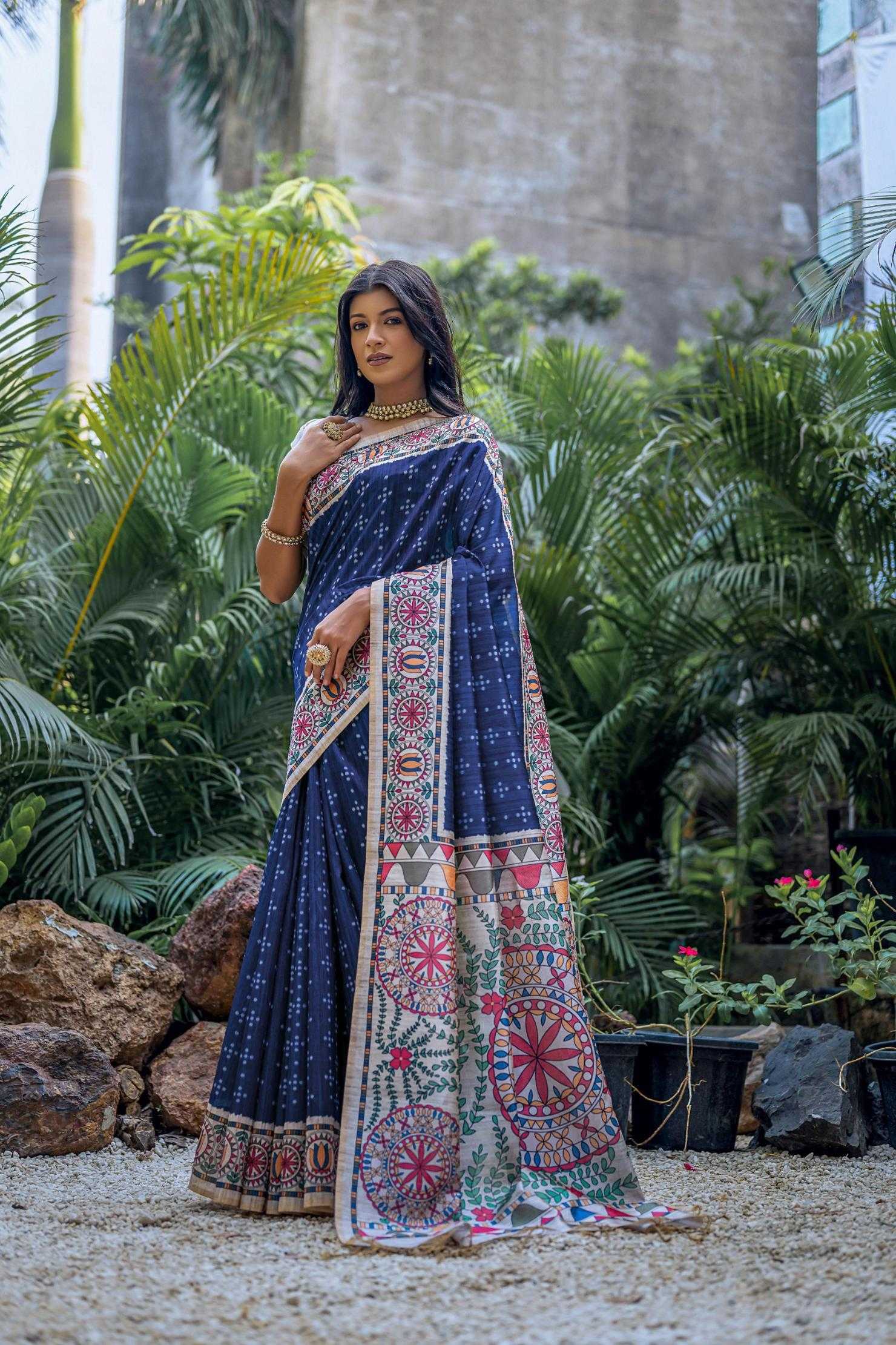 Ynf Tussar Silk KESH532 YOGITA MADHUBANI 2 Sarees Wholesale Fancy Sarees Madhubani Sarees Tussar Sarees Manufacturer