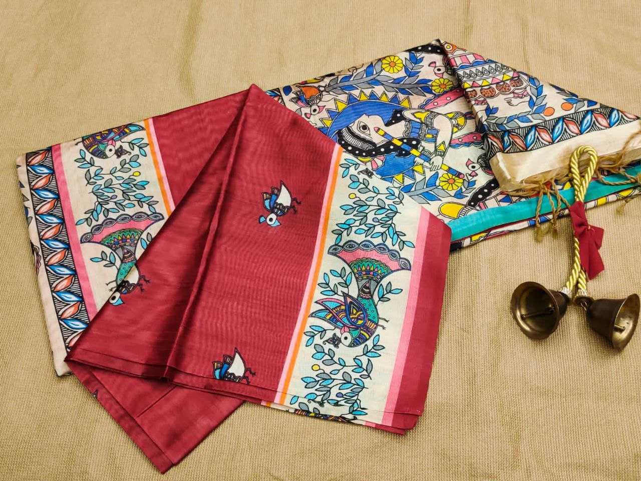Ynf Tussar Silk KESH532 YOGITA MADHUBANI Sarees Wholesale Designer Sarees Madhubani Sarees Tussar Sarees Manufacturer