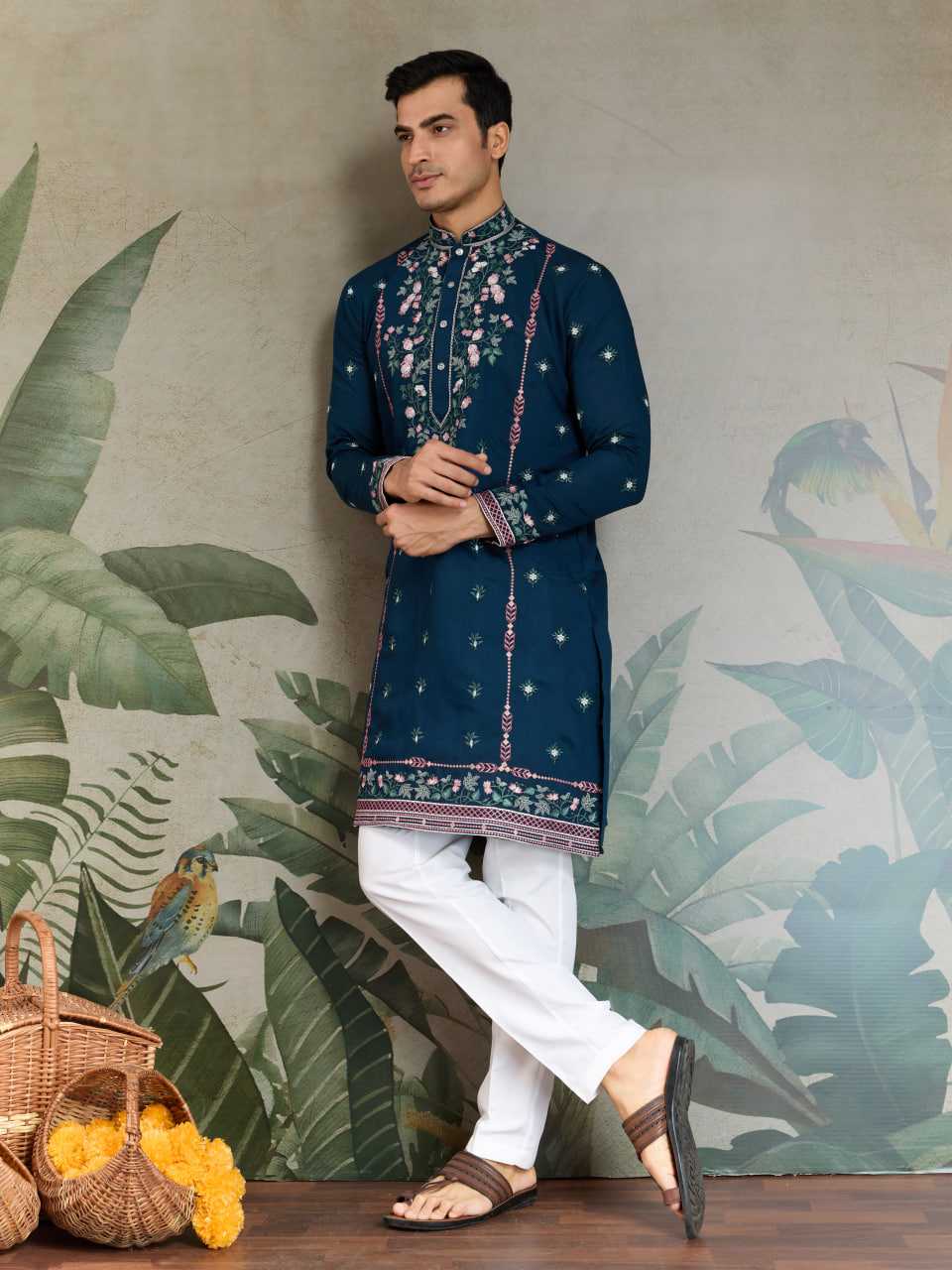 Ynf Viscose RIN202 61351 Mens Wear Wedding Collections Festive Collections Wholesale Men Kurta Pajama Men Wedding kurta Embroidered Kurta Pajama Manufacturer