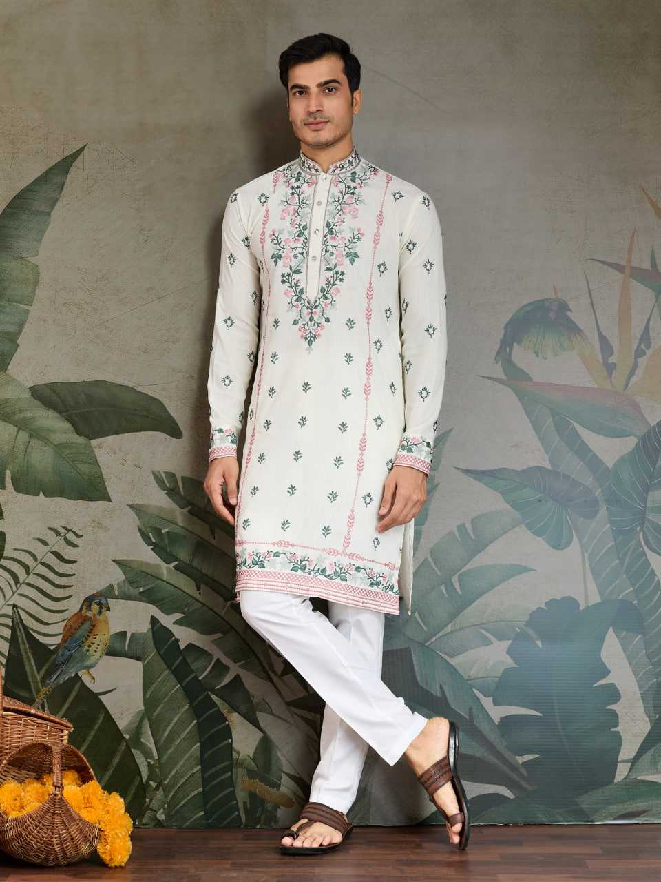 Ynf Viscose RIN202 61351 Mens Wear Wedding Collections Festive Collections Wholesale Men Kurta Pajama Men Wedding kurta Embroidered Kurta Pajama Manufacturer