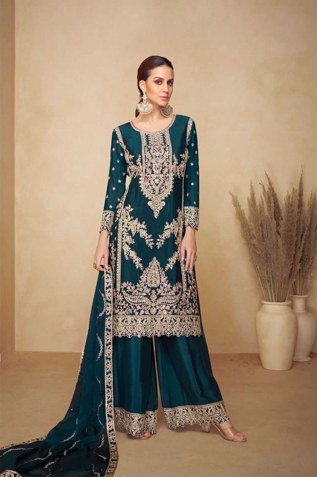 Ynf Chinon KESH587 Gulkayra PAHAL Suits & Dresses Wholesale Embroidery Suits Palazzo Suit Wedding Suits Manufacturer