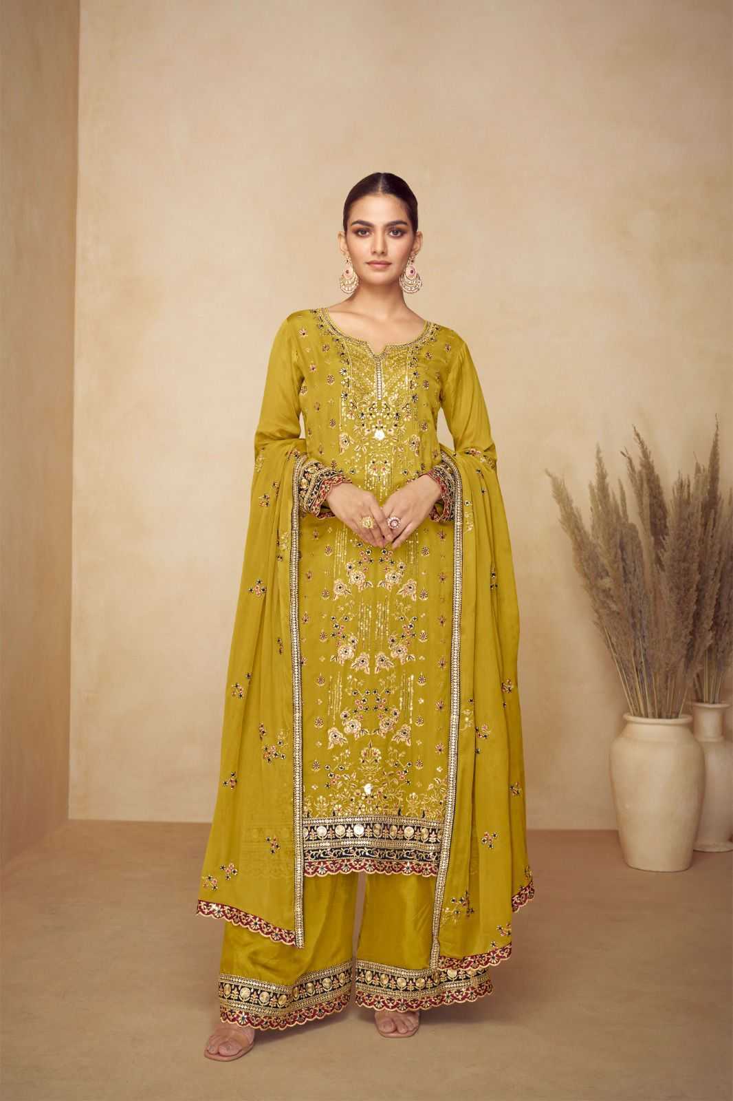 Ynf Chinon KESH587 Gulkayra PAHAL Suits & Dresses Wholesale Embroidery Suits Palazzo Suit Wedding Suits Manufacturer