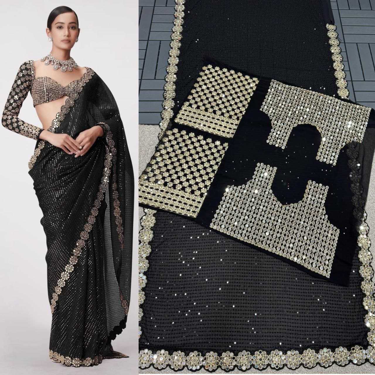 Ynf Georgette RIN134 0315 Sarees Wholesale Georgette Sarees Sequence Sarees Embroidered Sarees Manufacturer