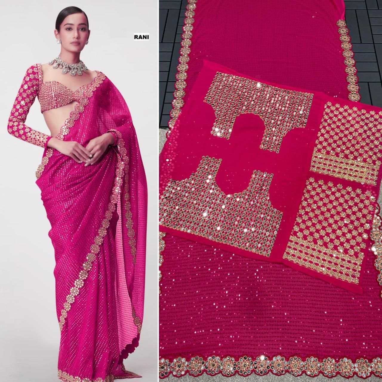 Ynf Georgette RIN134 0315 Sarees Wholesale Georgette Sarees Sequence Sarees Embroidered Sarees Manufacturer