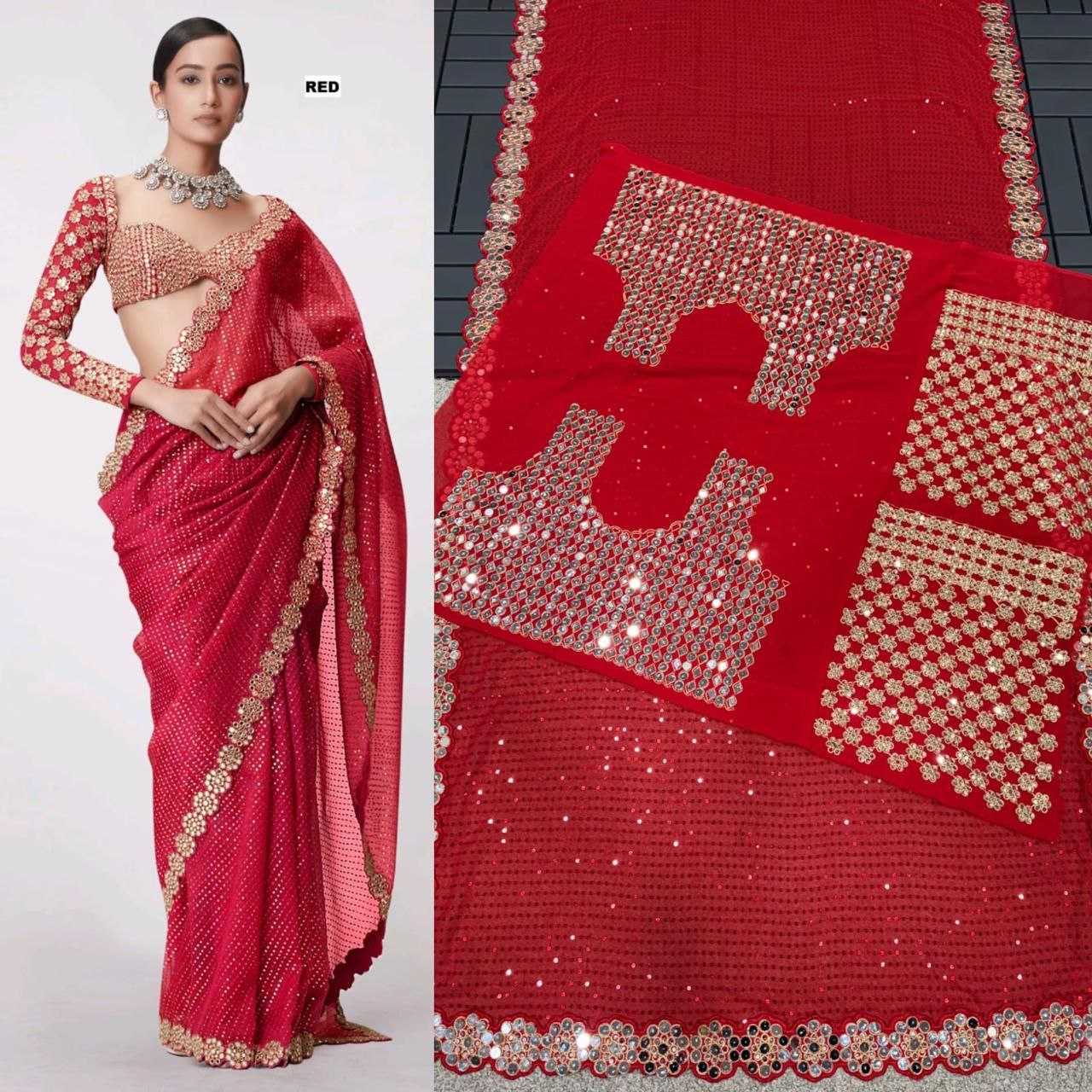 Ynf Georgette RIN134 0315 Sarees Wholesale Georgette Sarees Sequence Sarees Embroidered Sarees Manufacturer