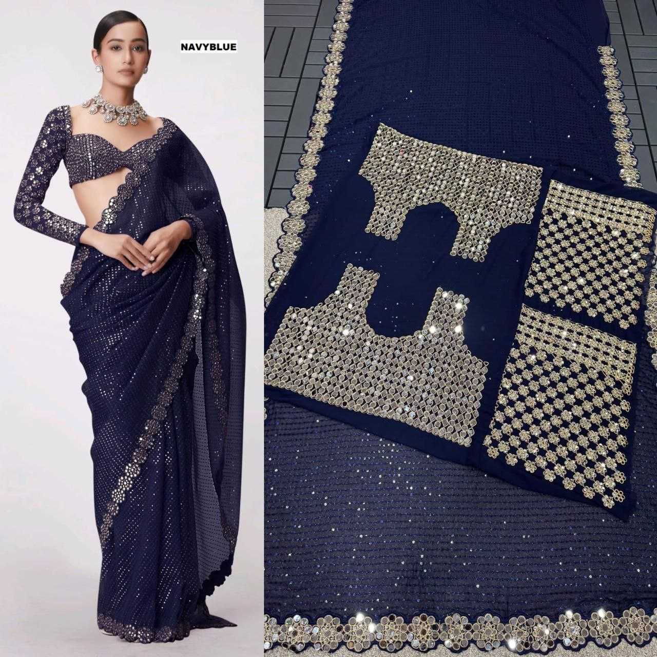 Ynf Georgette RIN134 0315 Sarees Wholesale Georgette Sarees Sequence Sarees Embroidered Sarees Manufacturer