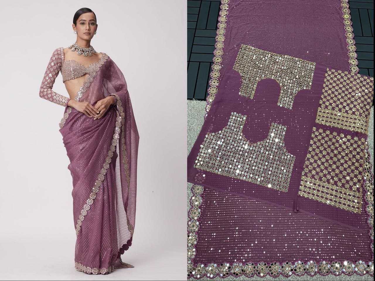 Ynf Georgette RIN134 0315 Sarees Wholesale Georgette Sarees Sequence Sarees Embroidered Sarees Manufacturer