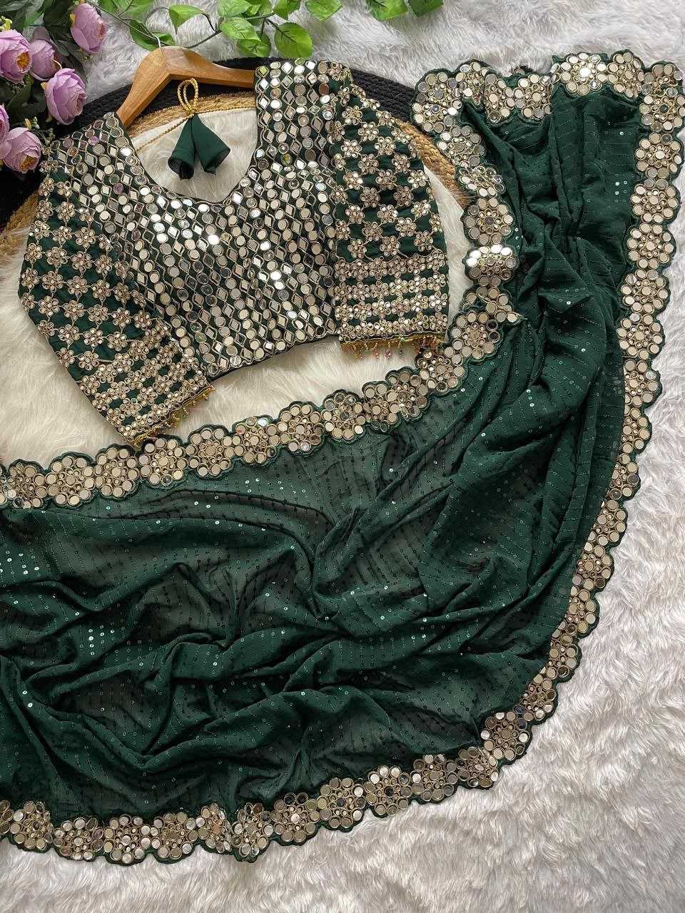 Ynf Georgette RIN134 0315 Sarees Wholesale Georgette Sarees Sequence Sarees Embroidered Sarees Manufacturer