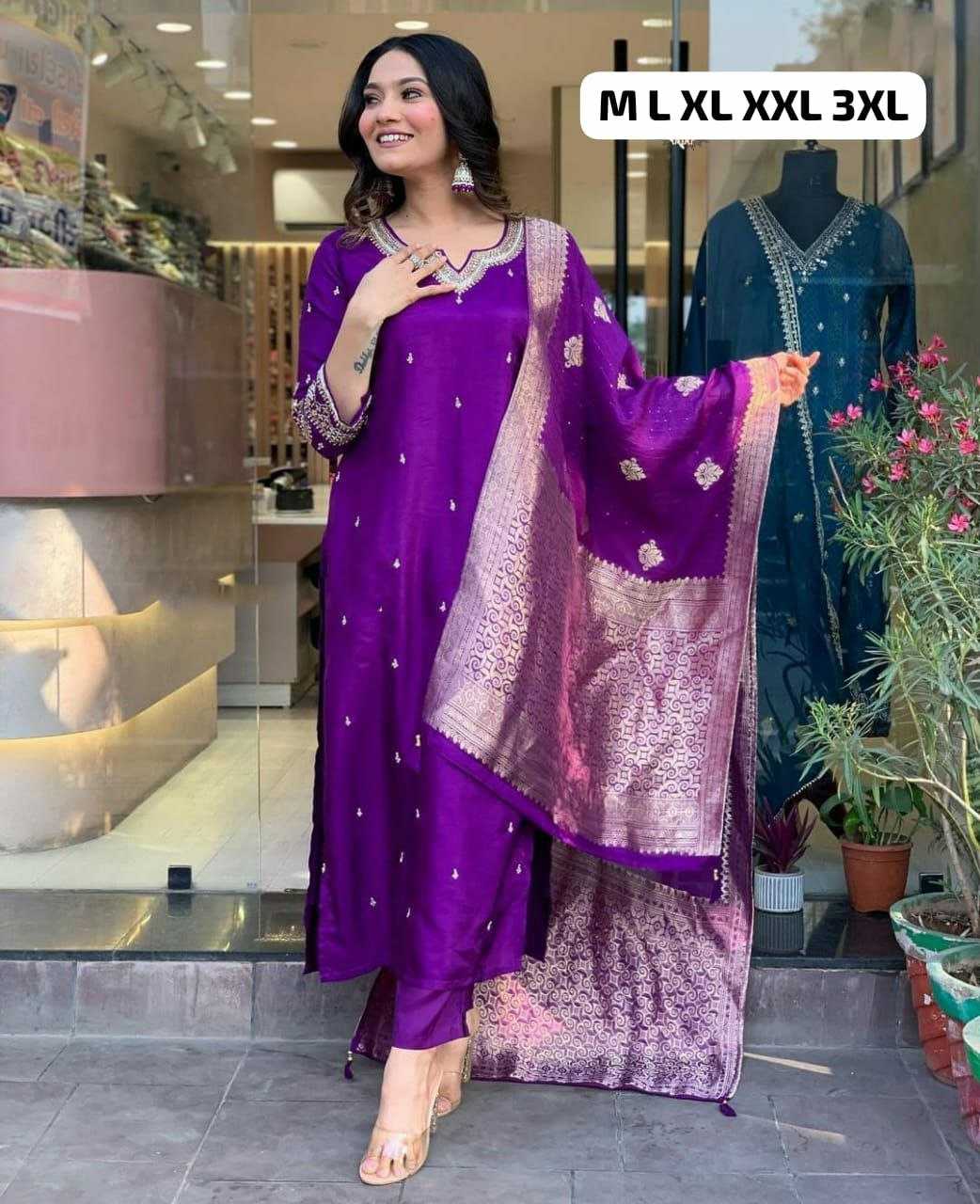 Ynf Heavy Roman Silk KESH613 113 Suits & Dresses Plus Size Collections Wholesale Embroidery Suits Zari Work Suit Designer Suits Manufacturer