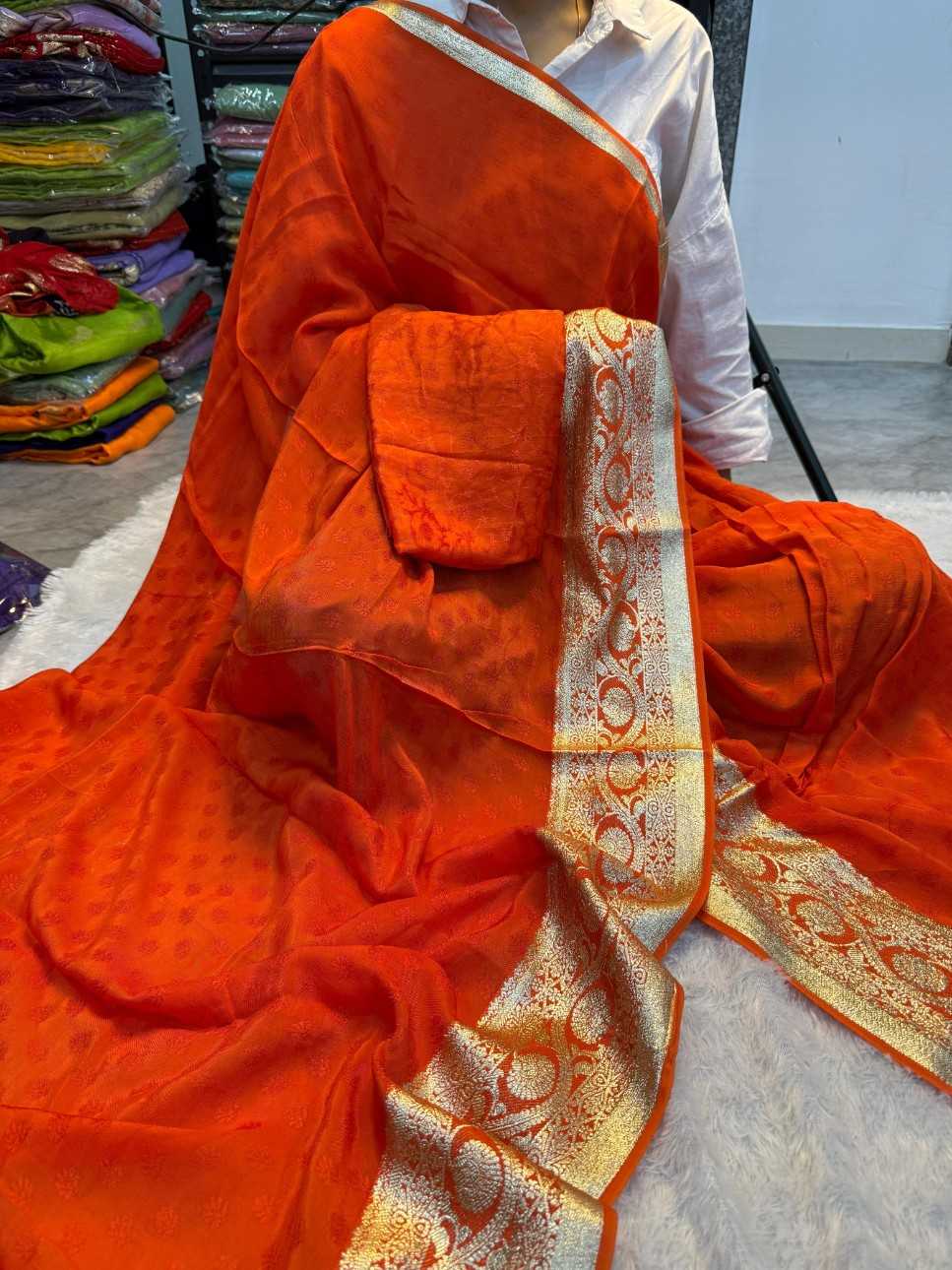 Ynf Viscouse Crushed Georgette KESH604 GAURI Silk Sarees Wholesale Party Wear Silk Sarees Designer Silk Sarees Festival Silk Sarees Manufacturer
