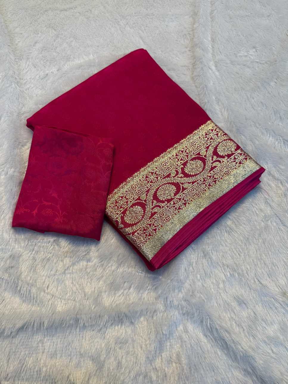 Ynf Viscouse Crushed Georgette KESH604 GAURI Silk Sarees Wholesale Party Wear Silk Sarees Designer Silk Sarees Festival Silk Sarees Manufacturer
