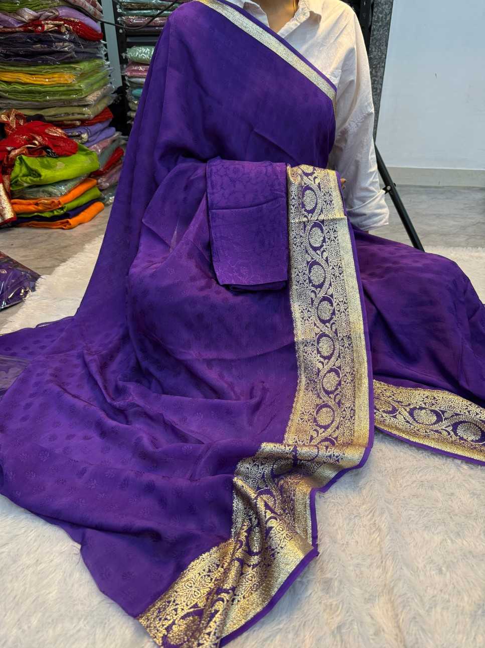Ynf Viscouse Crushed Georgette KESH604 GAURI Silk Sarees Wholesale Party Wear Silk Sarees Designer Silk Sarees Festival Silk Sarees Manufacturer