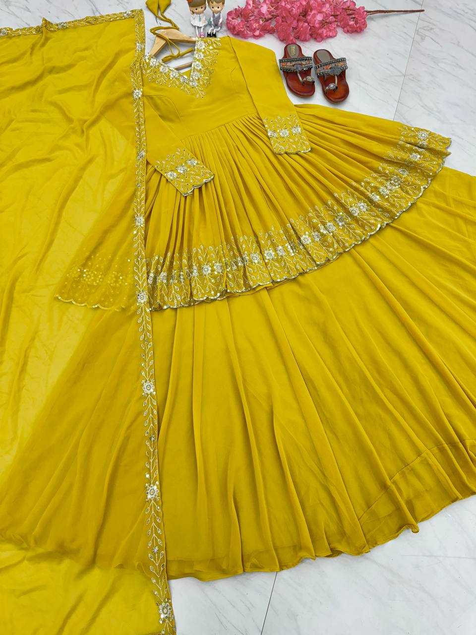 YNF FAUX GEORGETTE  RAD 135 WHOLESALE LEHENGA MANUFACTURER