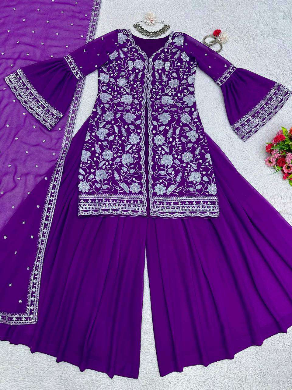 YNF ORGANAZA RIN169 5657 WHOLESALE SHARARA SUIT MANUFACTURER