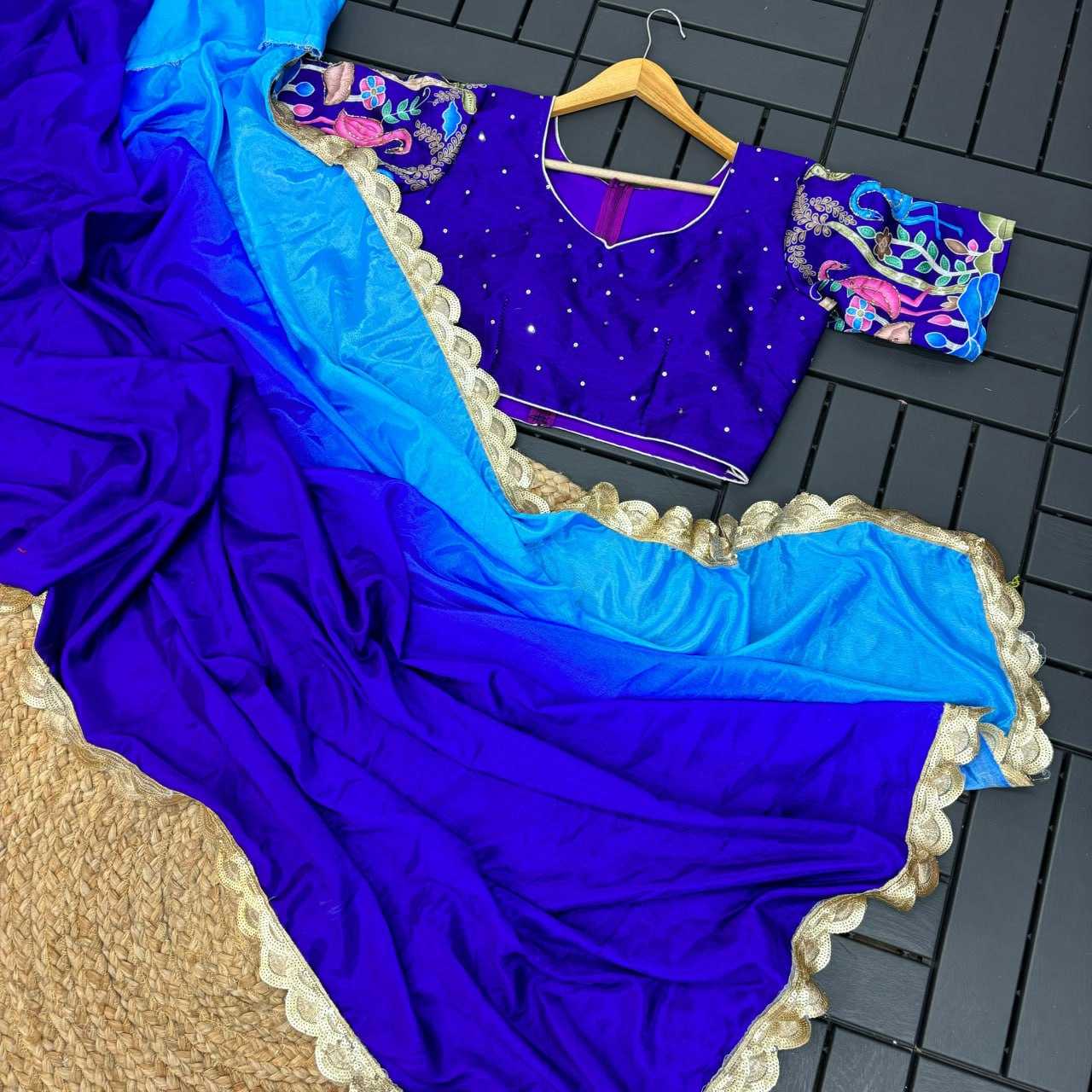 YNF CHINON RUN LACE SAREES WHOLESALE FANCY OMBRE LACE BORDER SAREES MANUFACTURER   