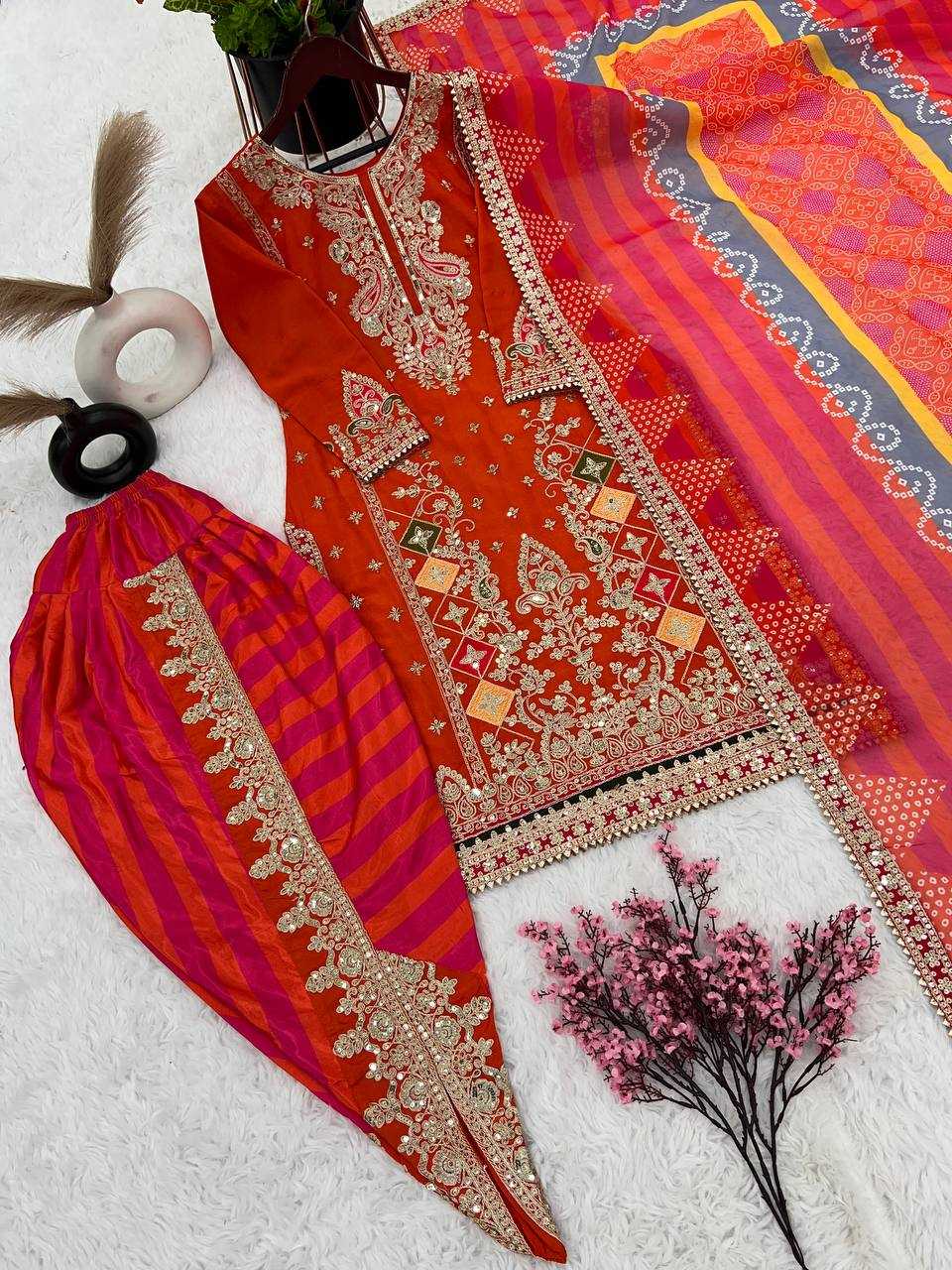 YNF CHINON SILK RSR 1619 SUITS & DRESSES WHOLESALE LADIES PATIALA EMBROIDERY SUITS MANUFACTURER