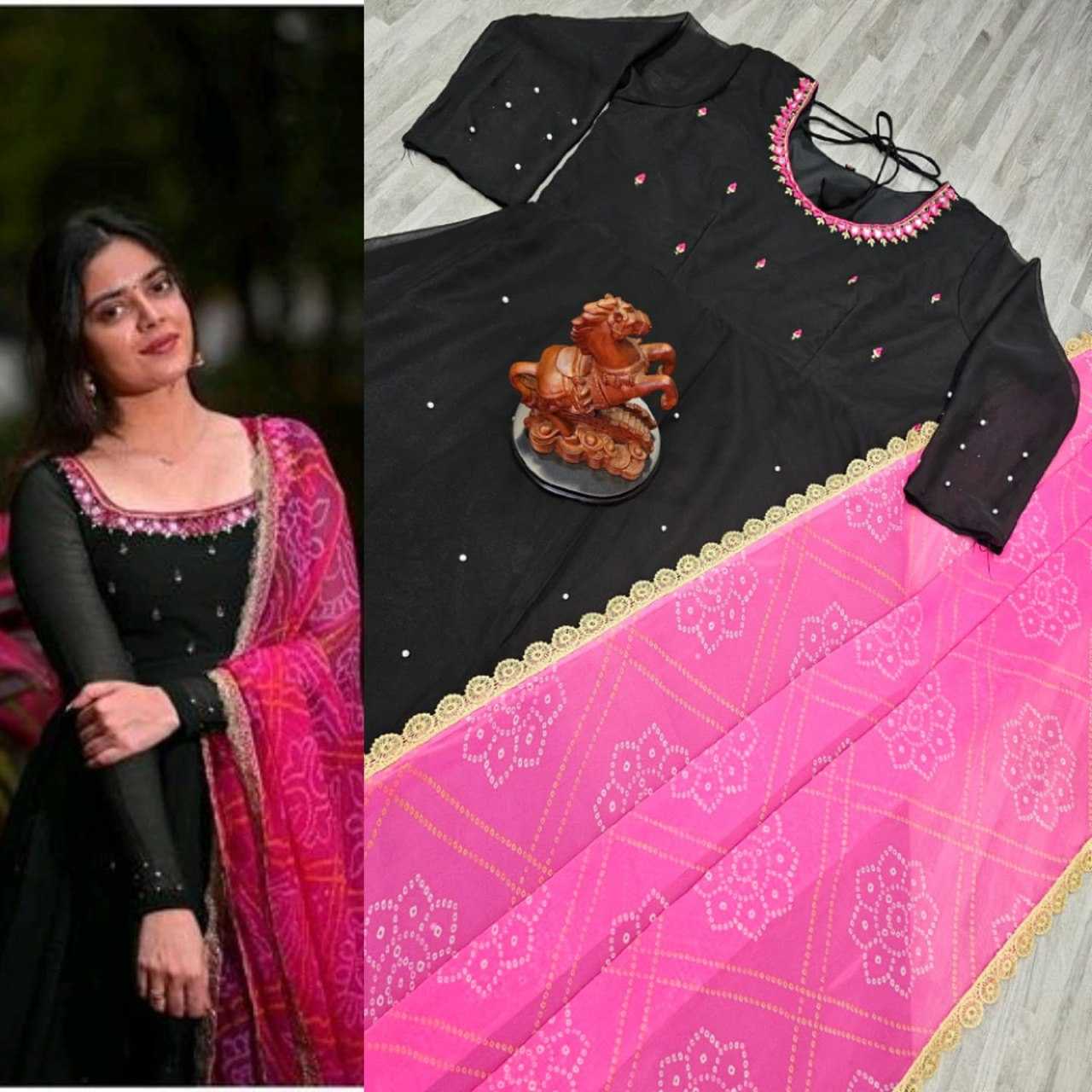 YNF FAUX GEORGETTE KSF MAJISHA GOWNS WHOLESALE EMBROIDERY ANARKALI GOWNS MANUFACTURER  