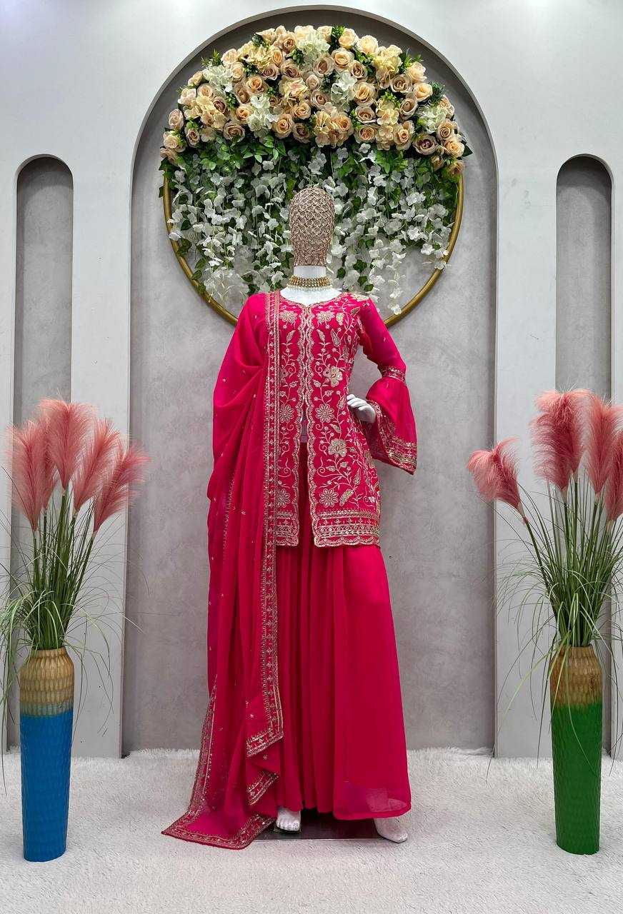 YNF GEORGETTE RIN133 1470 SUIT WHOLESALE LADIES SHARARA INDO WESTERN SUITS MANUFACTURER