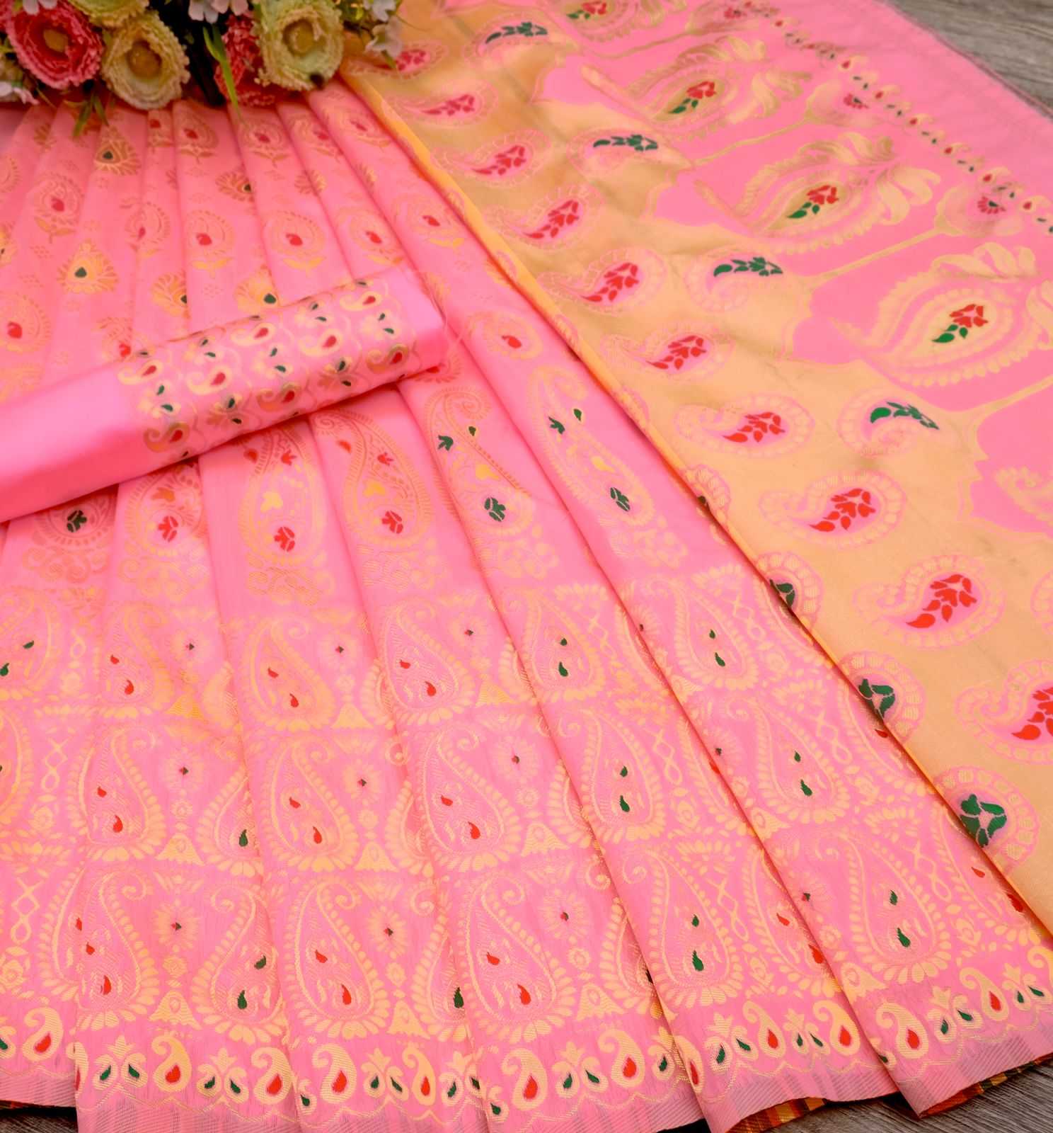 YNF LICHI SILK RAS GOPI PINK SILK SAREES WHOLESALE BANARASI SILK SOFT SILK ART SILK SAREES EMANUFACTURER