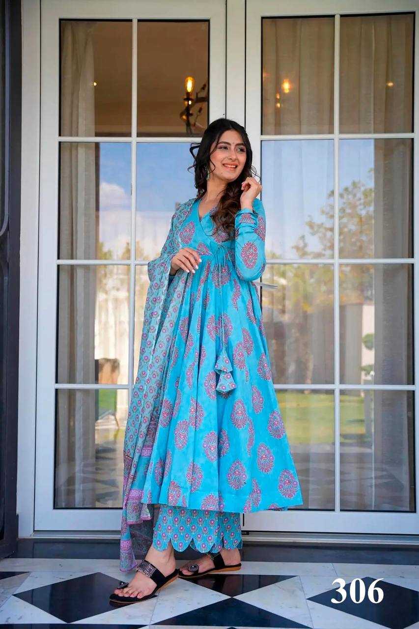 YNF MASLIN KSB 308 GOWNS WHOLESALE PRINTED ANARKALI GOWNS MANUFACTURER    