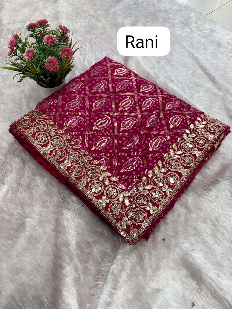 YNF VICHITRA SILK RJK ONE SAREES WHOLESALE GOTA PATTI EMBROIDERED LADIES SAREES EMANUFACTURER