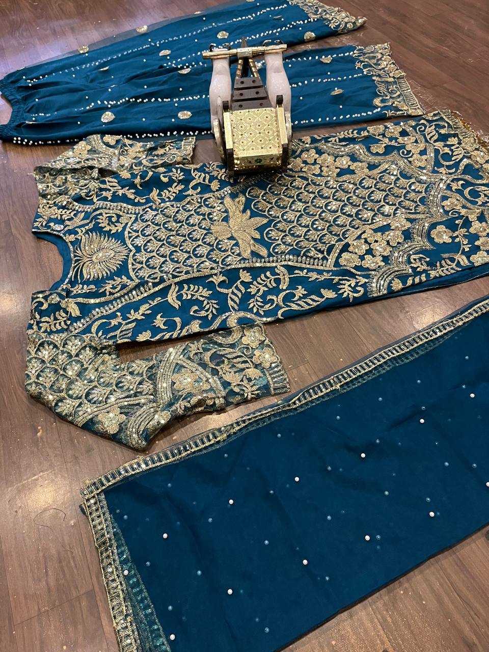 YNF BUTTERFLY NET RIN108 1633 SUITS & DRESSES WHOLESALE EMBROIDERY PALAZZO NET SUITS MANUFACTURER