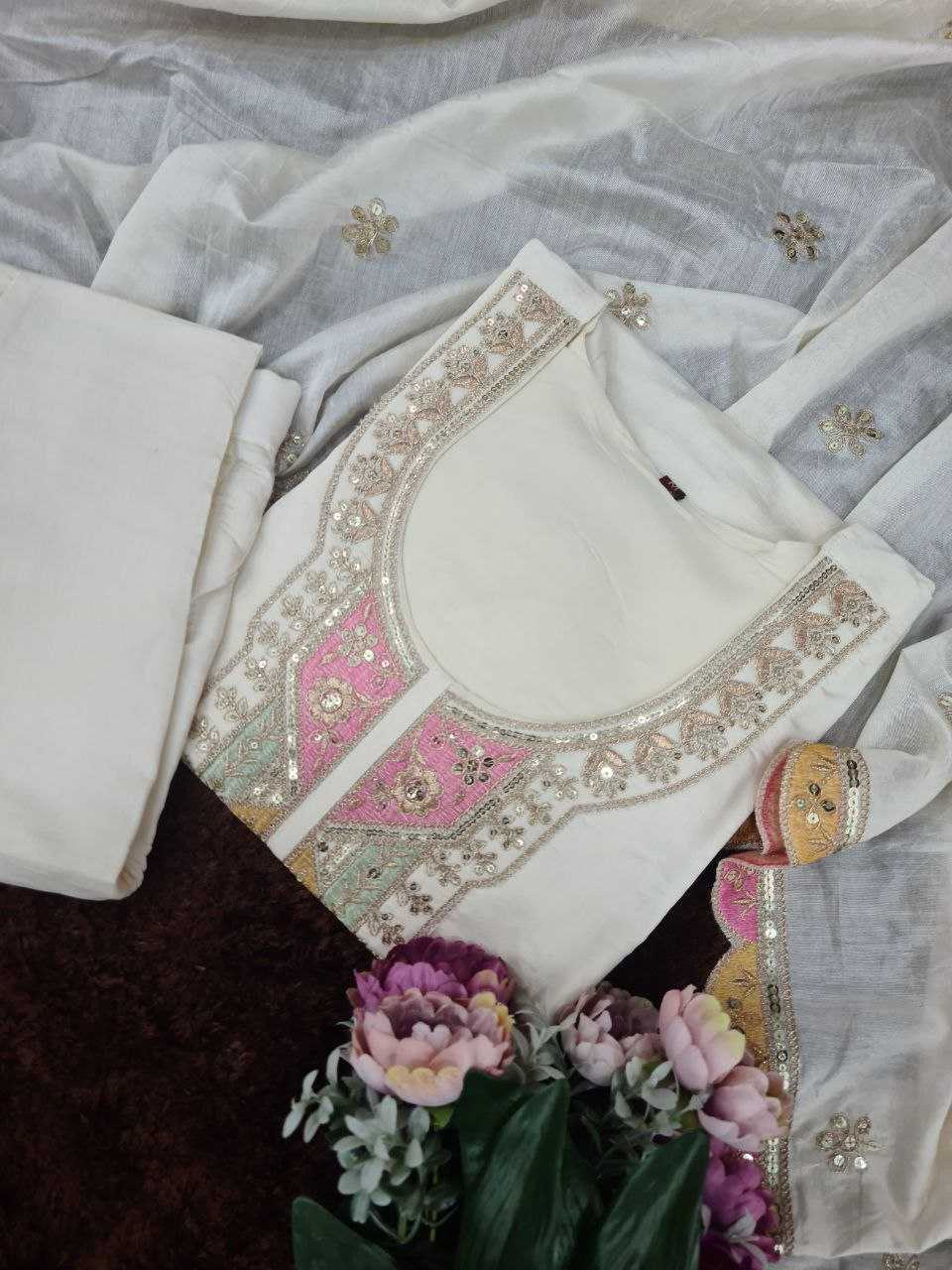 YNF CHANDERI SOFT SMC 05 SUITS & DRESSES WHOLESALE LADIES EMBROIDERY CHANDERI SUITS MANUFACTURER