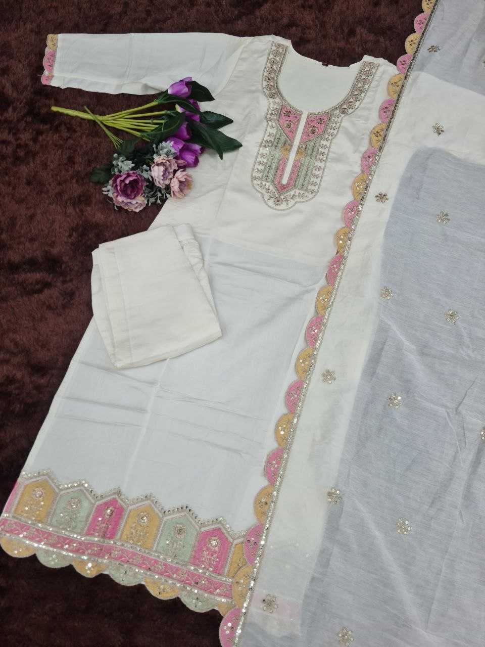 YNF CHANDERI SOFT SMC 05 SUITS & DRESSES WHOLESALE LADIES EMBROIDERY CHANDERI SUITS MANUFACTURER