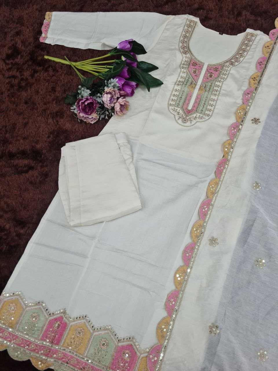 YNF CHANDERI SOFT SMC 05 SUITS & DRESSES WHOLESALE LADIES EMBROIDERY CHANDERI SUITS MANUFACTURER