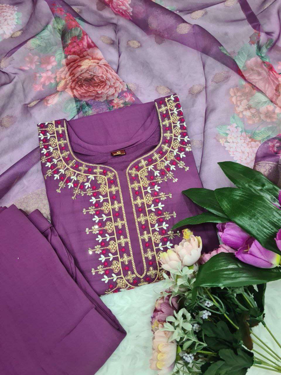 YNF CHANDERI SOFT SMC 06 SUITS & DRESSES WHOLESALE LADIES EMBROIDERY CHANDERI SUITS MANUFACTURER