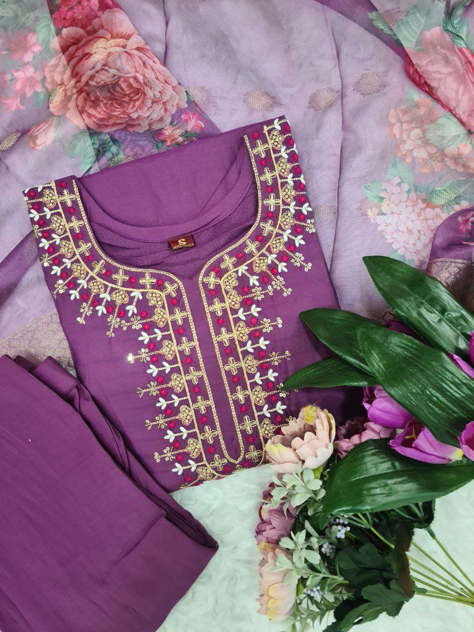 YNF CHANDERI SOFT SMC 06 SUITS & DRESSES WHOLESALE LADIES EMBROIDERY CHANDERI SUITS MANUFACTURER