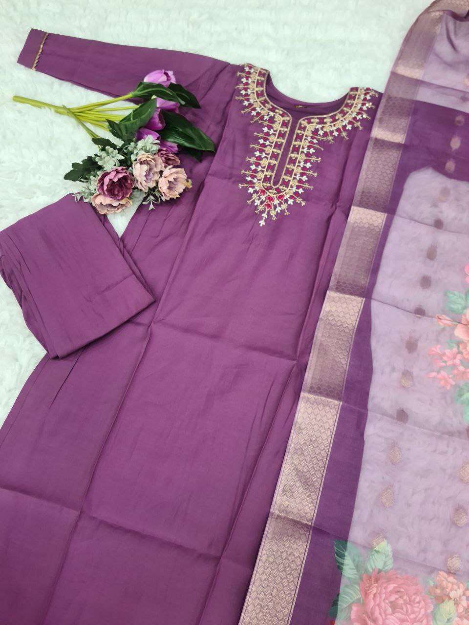 YNF CHANDERI SOFT SMC 06 SUITS & DRESSES WHOLESALE LADIES EMBROIDERY CHANDERI SUITS MANUFACTURER