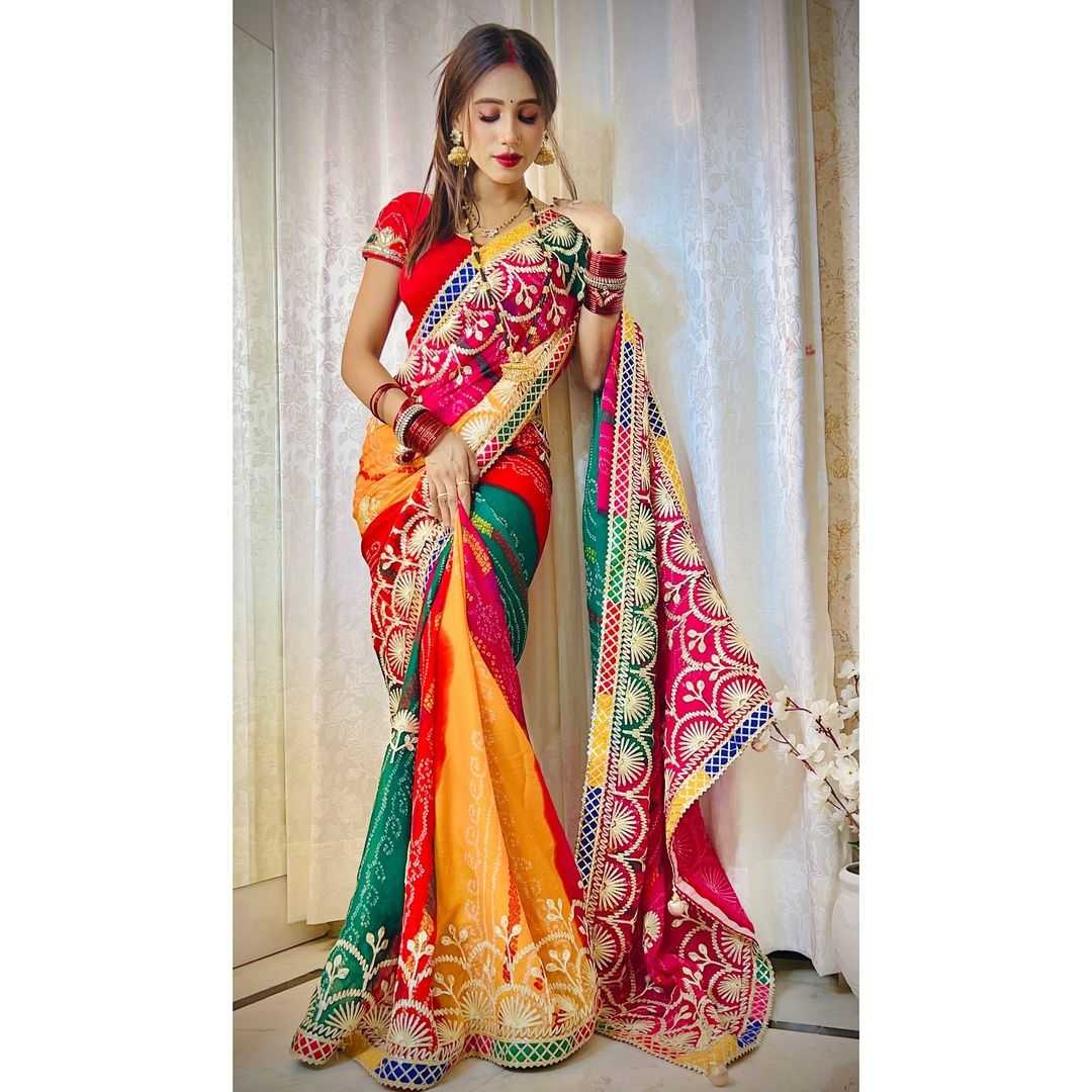 YNF CHIFFON RJK 43 SAREES WHOLESALE CHIFFON LEHERIYA RAJASTHANI SAREES MANUFACTURER