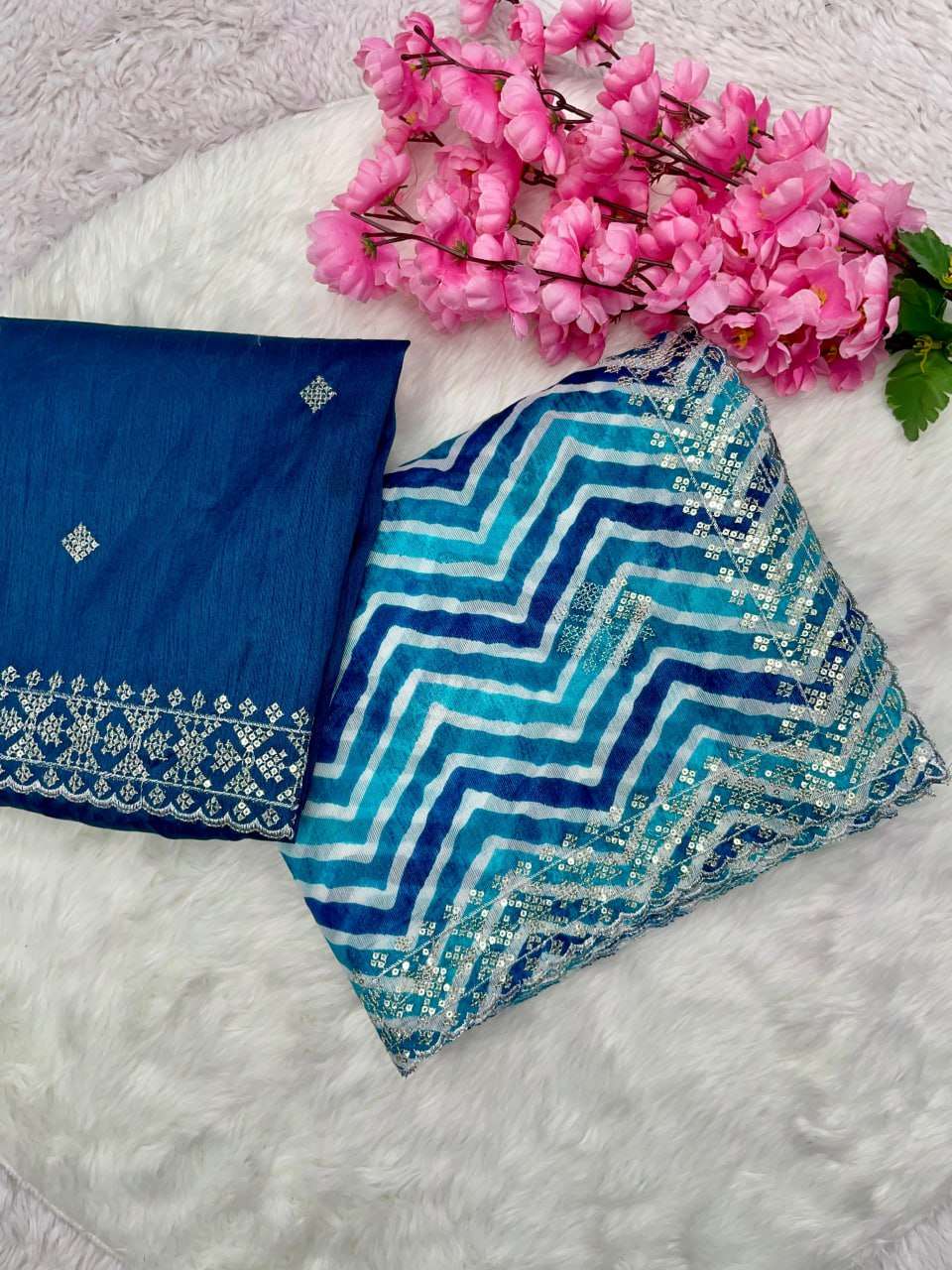 YNF COTTON RMP 415 SAREES WHOLESALE SEQUENCE LEHERIYA EMBROIDERED SAREES MANUFACTURER